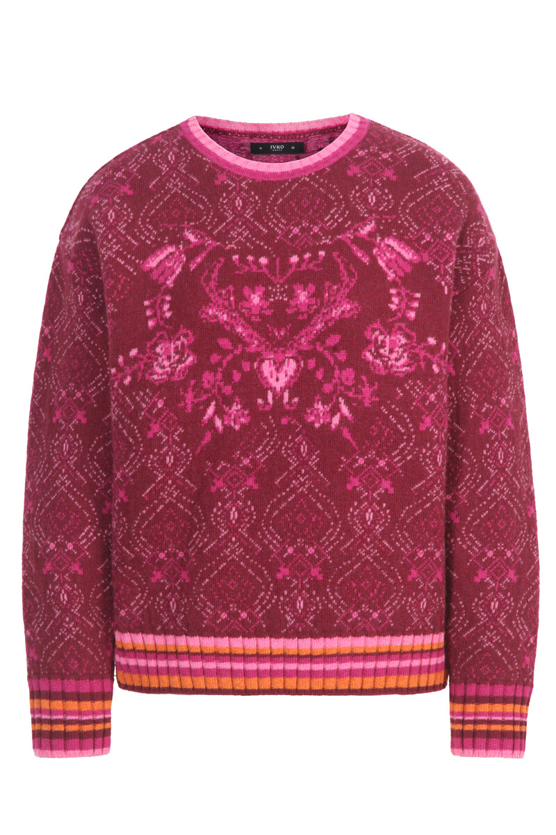 IVKO - Pullover Fika Floral Cherry | Pull Chaud et Élégant en Matières Naturelles
