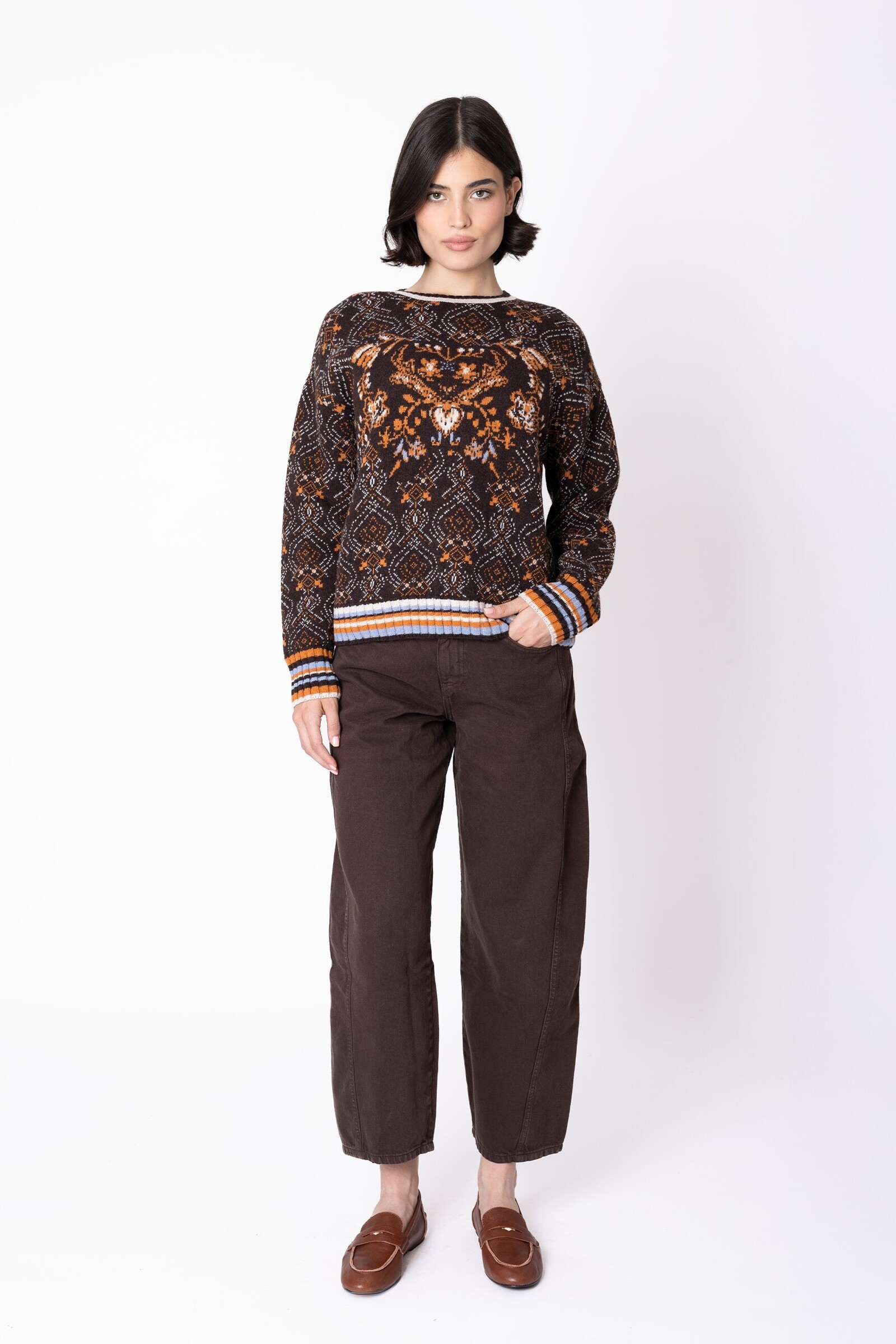 IVKO  Woman IVKO - Pullover Fika Floral Chocolate | Pull Chaud et Élégant en Matières Naturelles