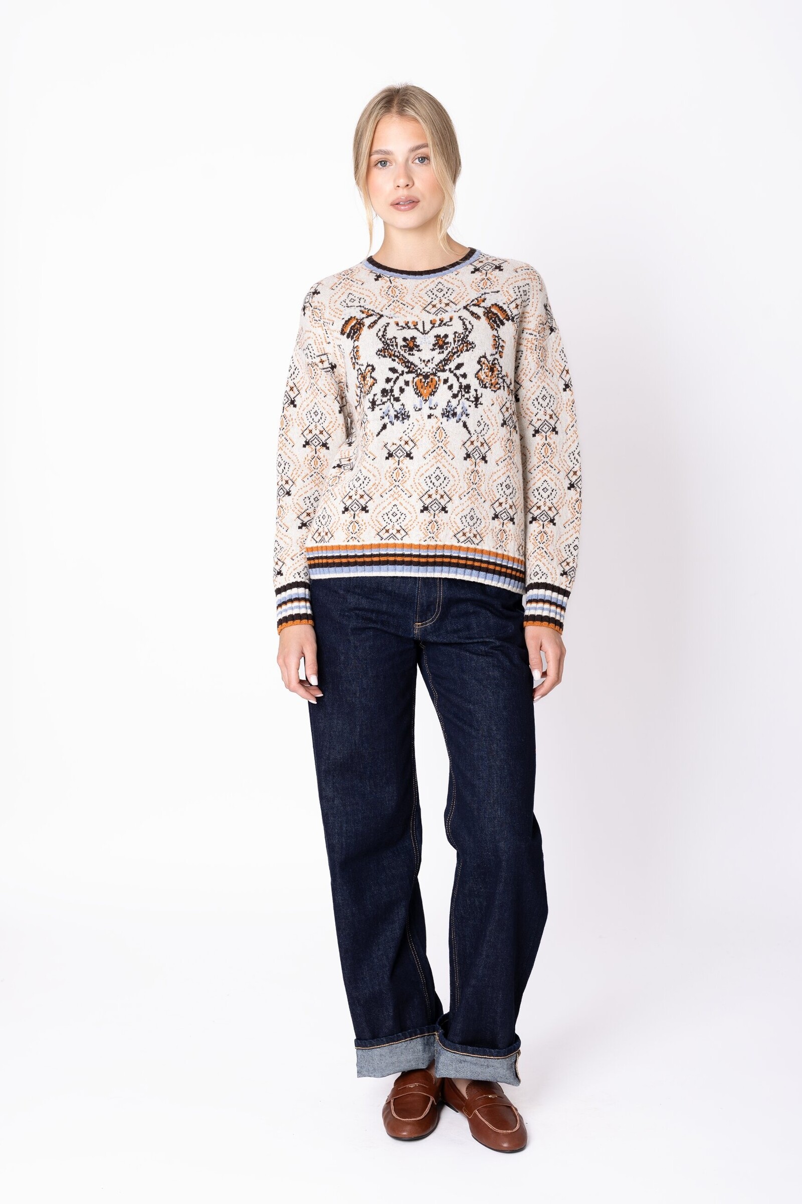 IVKO  Woman IVKO - Pullover Fika Floral Cream | Warme en Elegante Trui van Natuurlijke Materialen