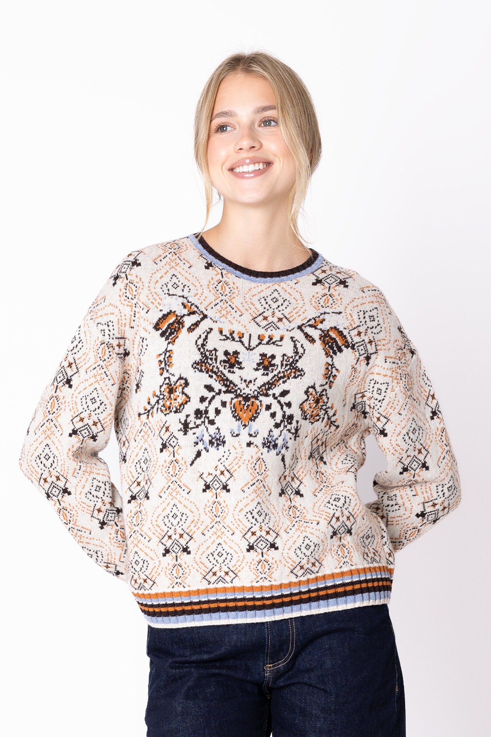 IVKO  Woman IVKO - Pullover Fika Floral Cream | Warm and Elegant Sweater of Natural Materials