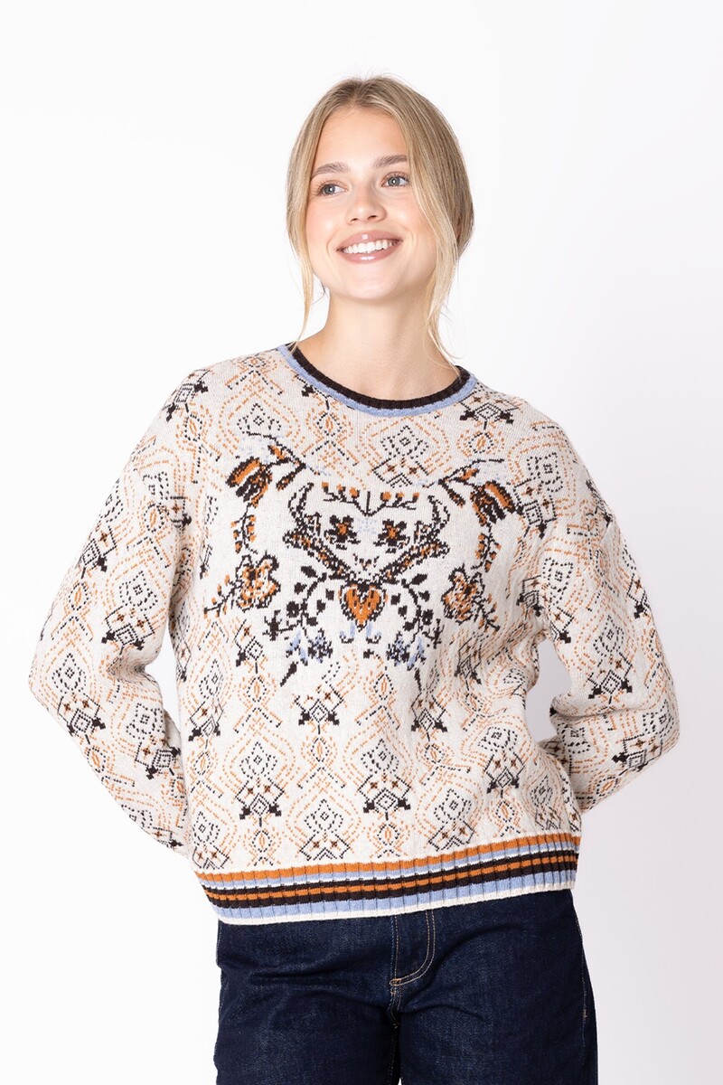 IVKO - Pullover Fika Floral Cream | Warmer und Eleganter Pullover aus Natürlichen Materialien