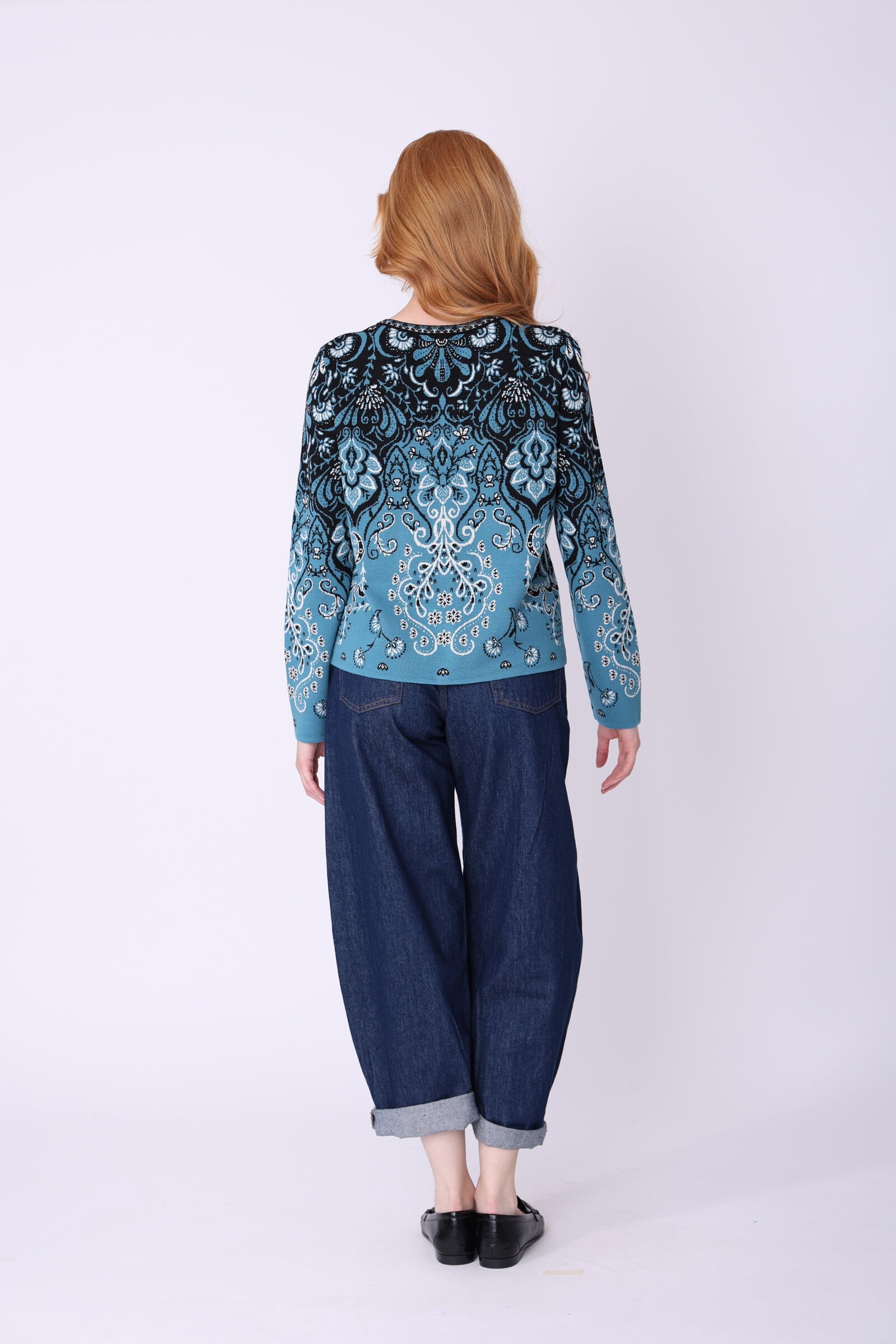 IVKO  Woman IVKO - Cardigan Petal Script Blue | Stylish Cardigan of 100% Cotton, Winter Must-Have