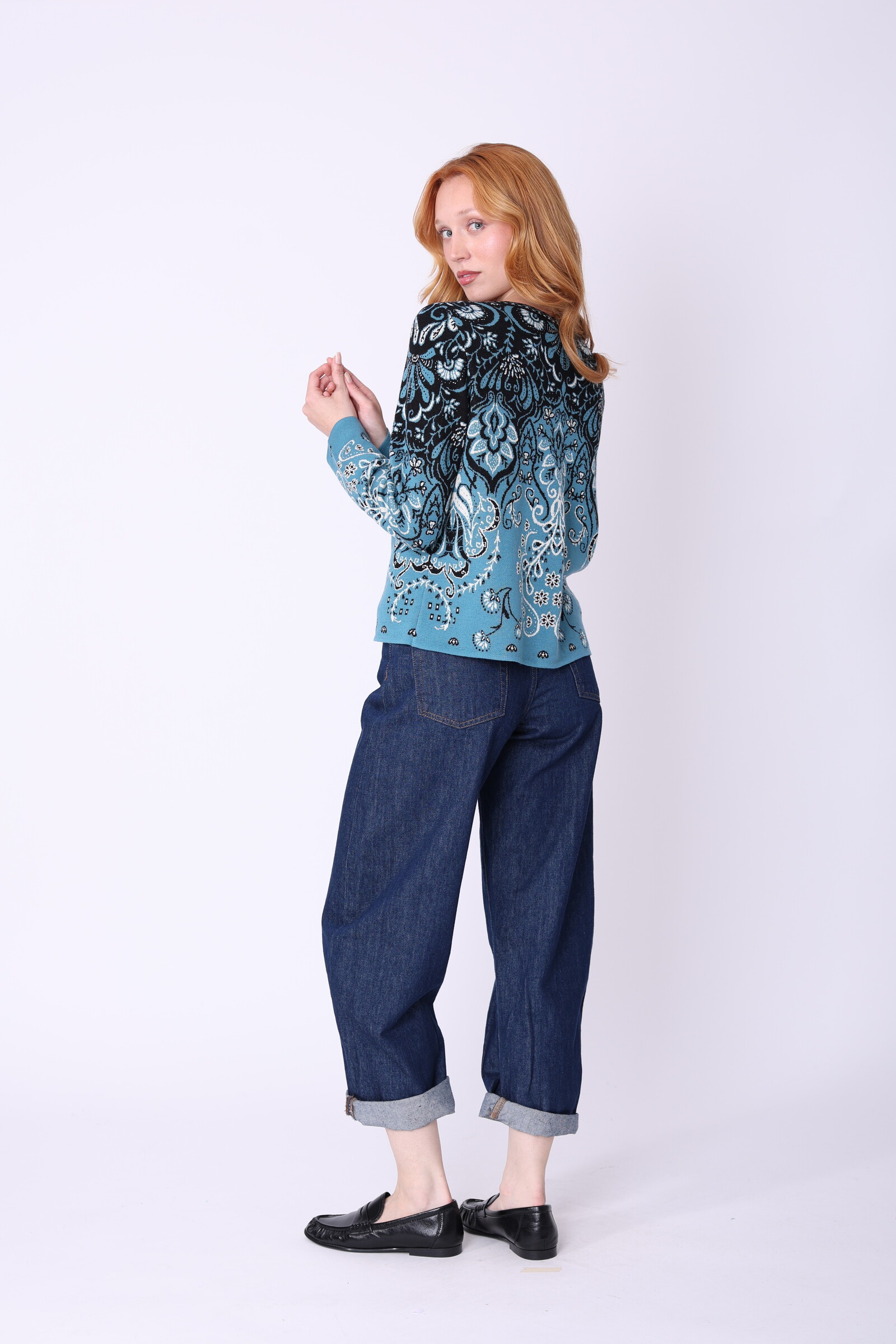 IVKO  Woman IVKO - Cardigan Petal Script Blue | Stijlvol Vest van 100% Katoen, Winterse Must-Have
