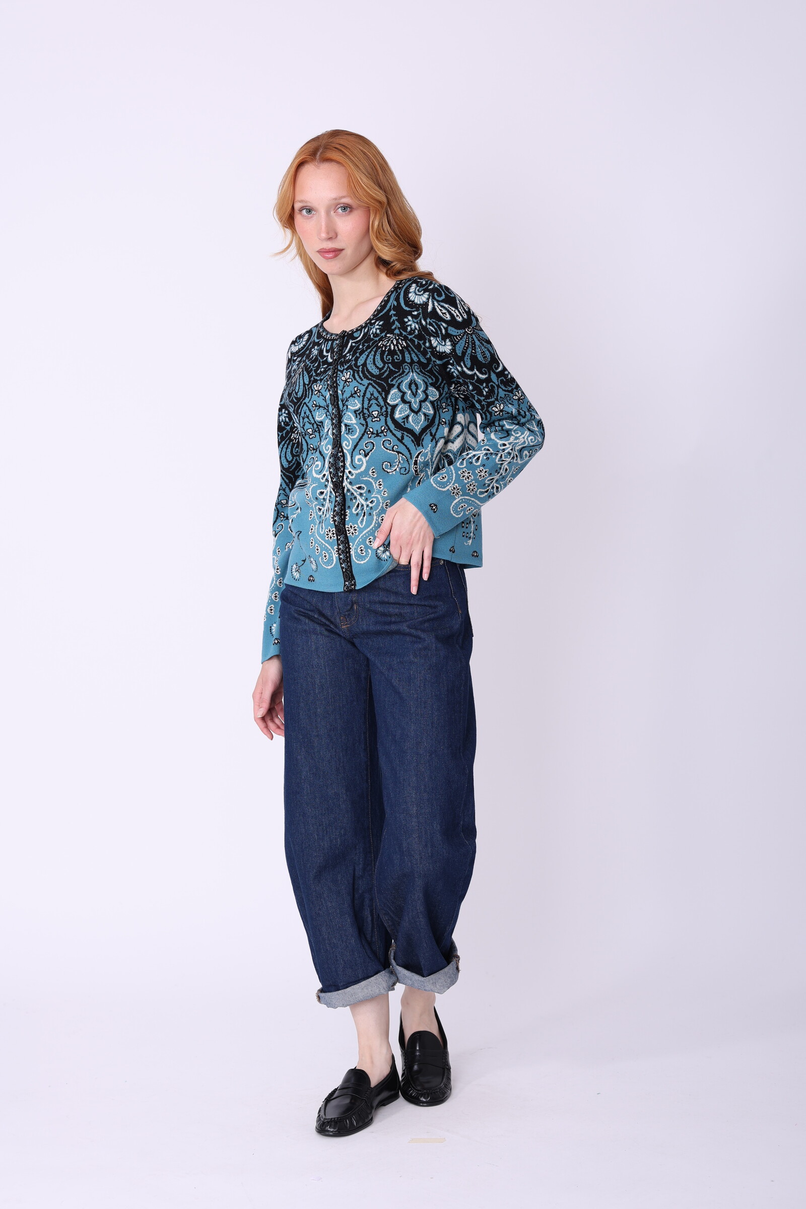 IVKO  Woman IVKO - Cardigan Petal Script Blue | Stijlvol Vest van 100% Katoen, Winterse Must-Have