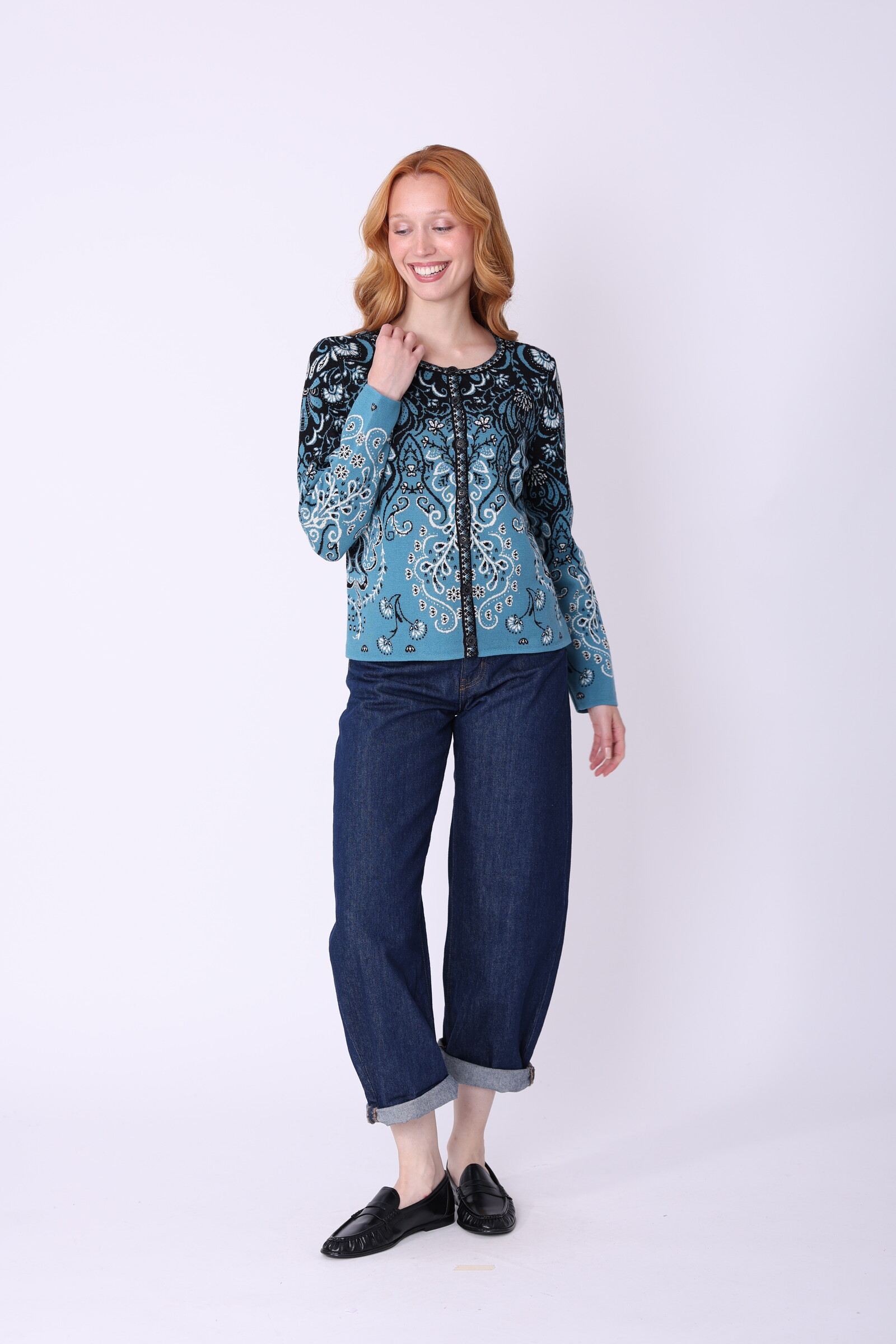 IVKO  Woman IVKO - Cardigan Petal Script Blue | Stijlvol Vest van 100% Katoen, Winterse Must-Have