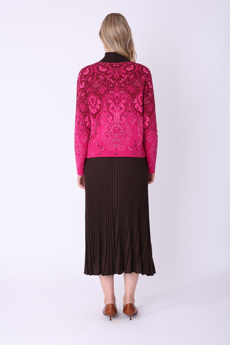 IVKO - Cardigan Petal Script Magenta | Gilet Exclusif 100 % Coton, Incontournable de l'Hiver