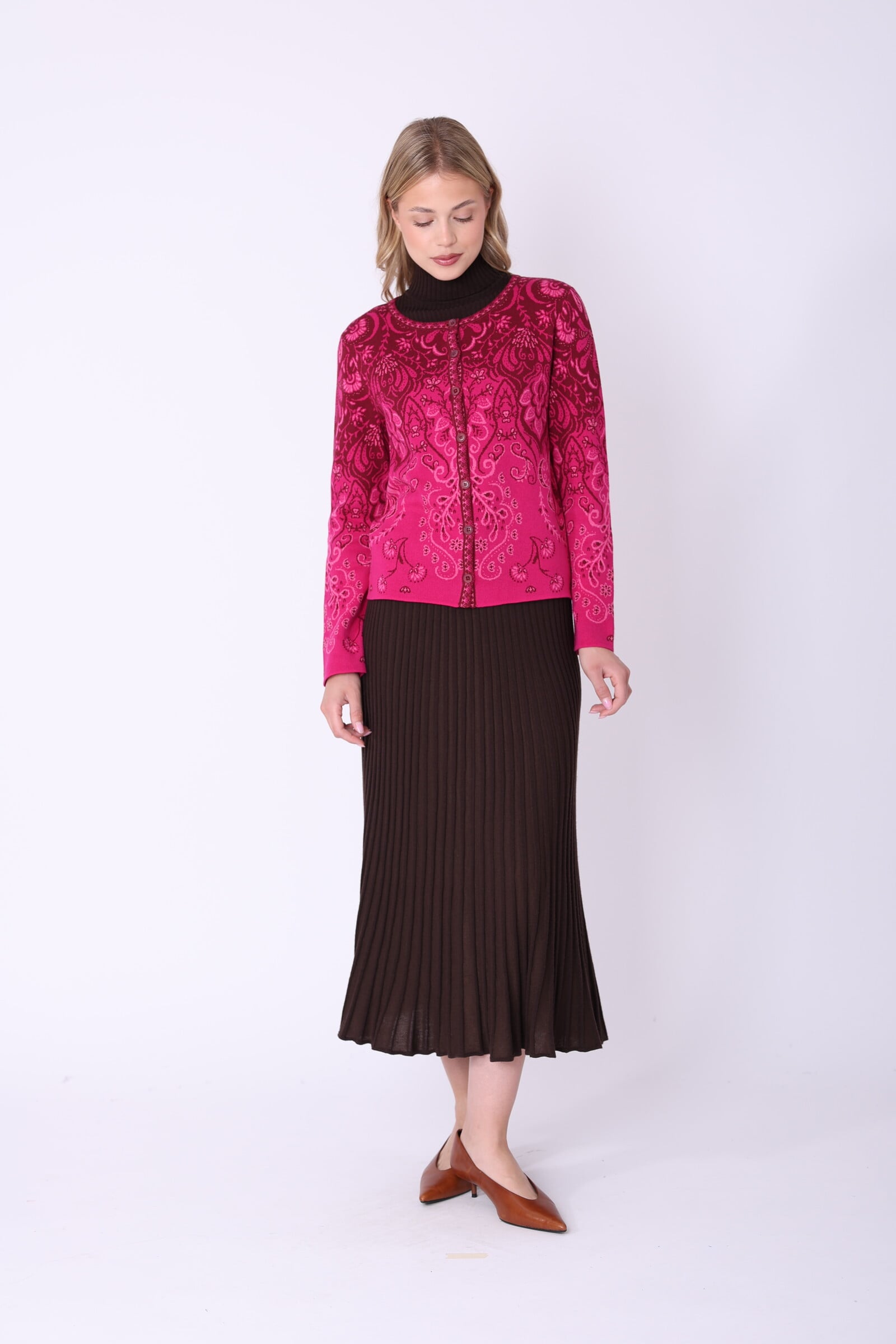 IVKO  Woman IVKO - Cardigan Petal Script Magenta | Exclusief Vest van 100% Katoen, Winterse Must-Have