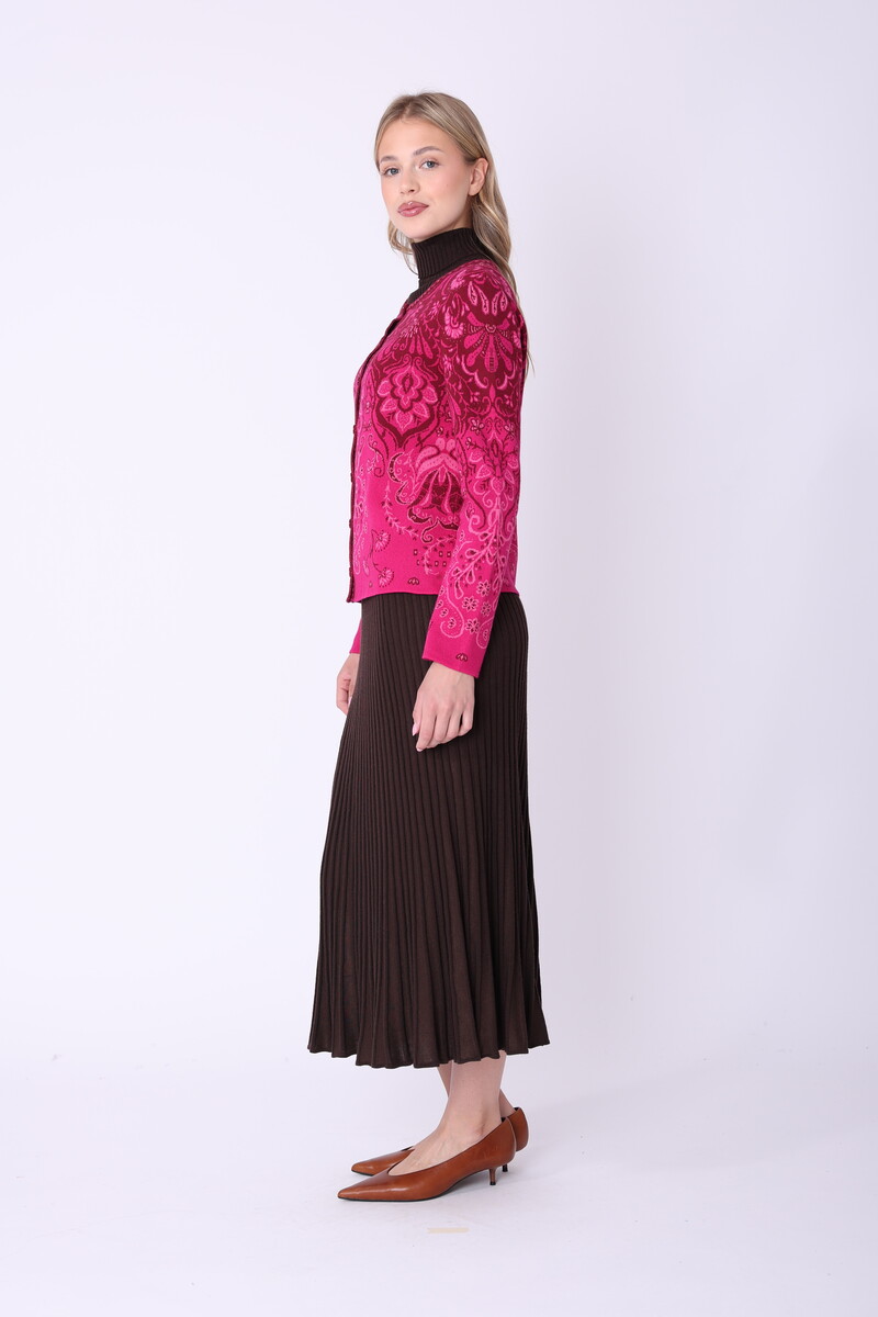 IVKO - Cardigan Petal Script Magenta | Exklusive Strickjacke  aus 100 % Baumwolle, Winter-Must-Have