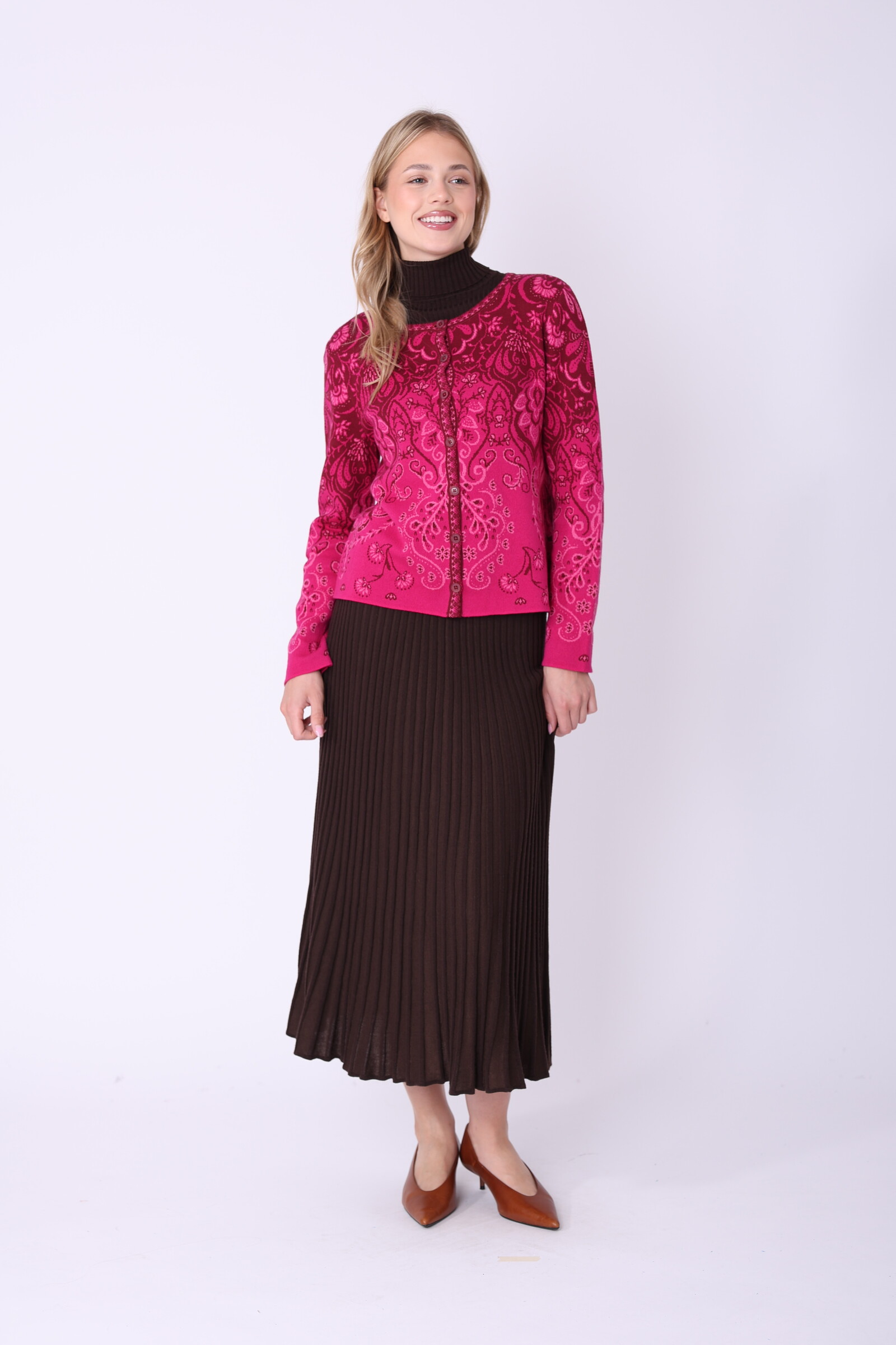IVKO  Woman IVKO - Cardigan Petal Script Magenta | Exklusive Strickjacke  aus 100 % Baumwolle, Winter-Must-Have