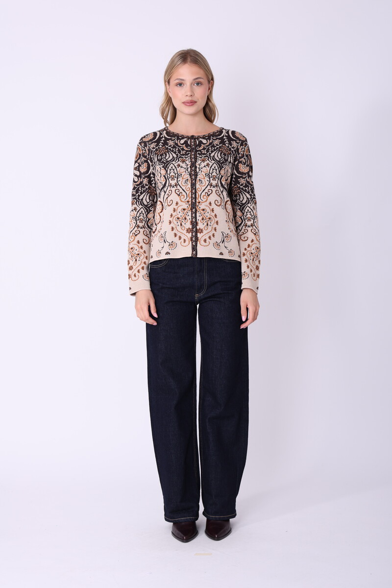 IVKO - Cardigan Petal Script Cream | Stilvolle Strickjacke  aus 100 % Baumwolle, Winter-Must-Have