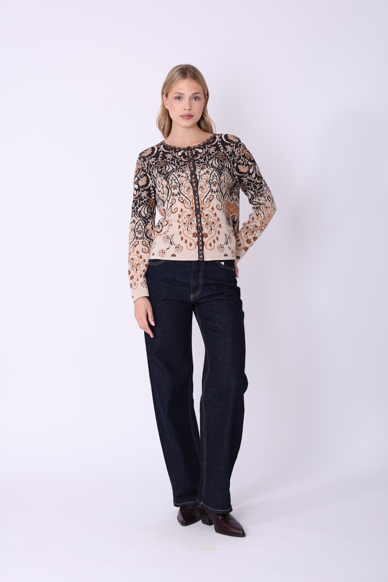 IVKO - Cardigan Petal Script Cream | Stilvolle Strickjacke  aus 100 % Baumwolle, Winter-Must-Have