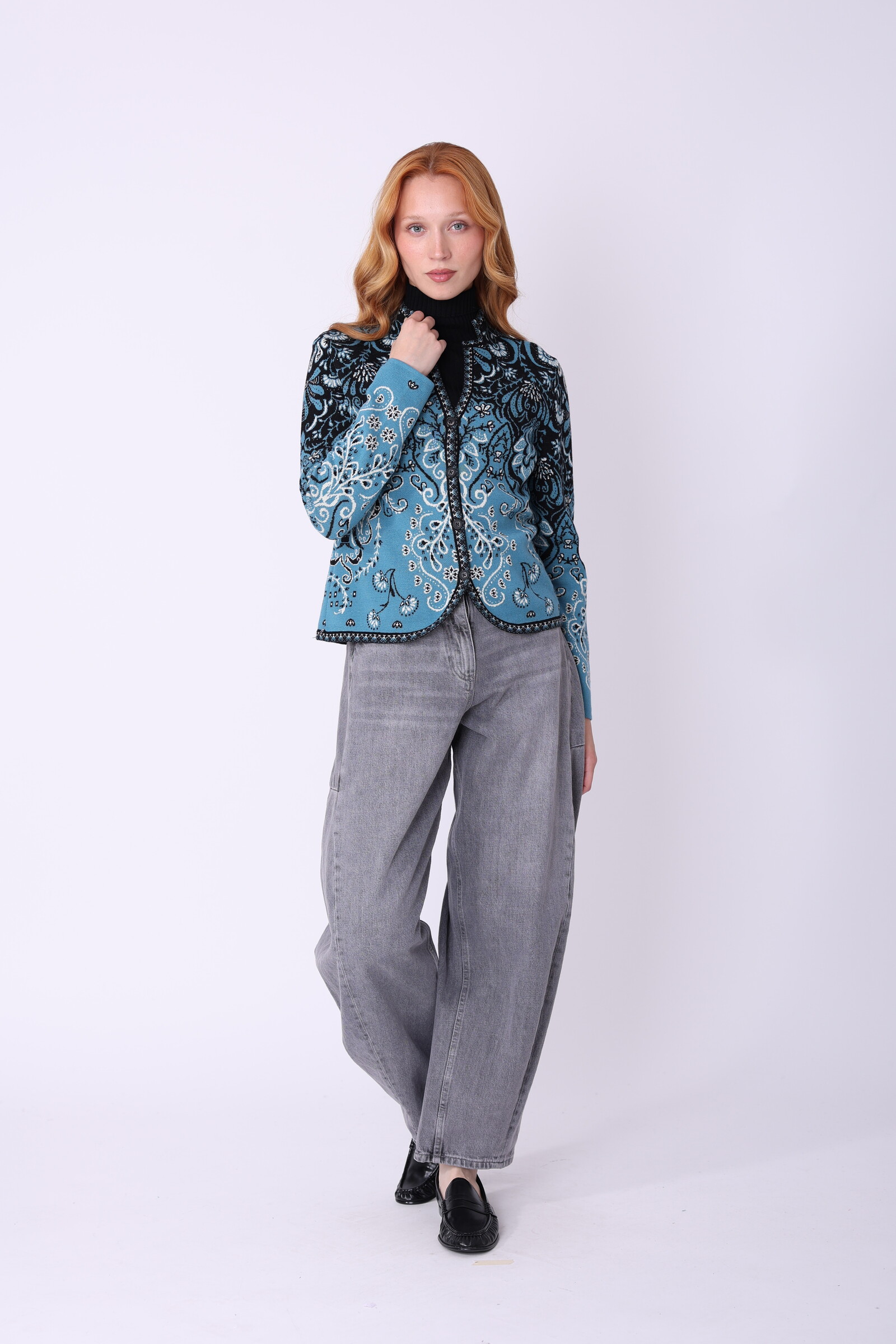 IVKO  Woman IVKO - Knit Jacket Petal Script Blue | Exclusief Vest van 100% Katoen, Winterse Must-Have
