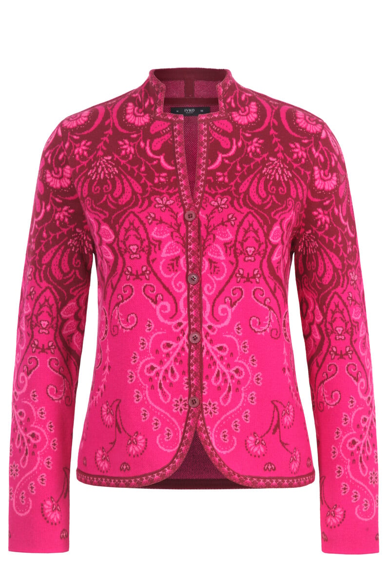 IVKO - Knit Jacket Petal Script Magenta | Stijlvol Vest van 100% Katoen, Winterse Must-Have