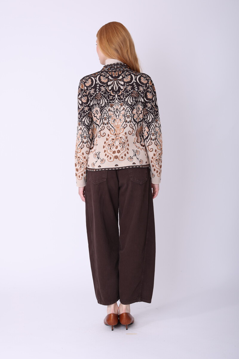 IVKO - Knit Jacket Petal Script Cream | Exklusive Strickjacke  aus 100 % Baumwolle, Winter-Must-Have
