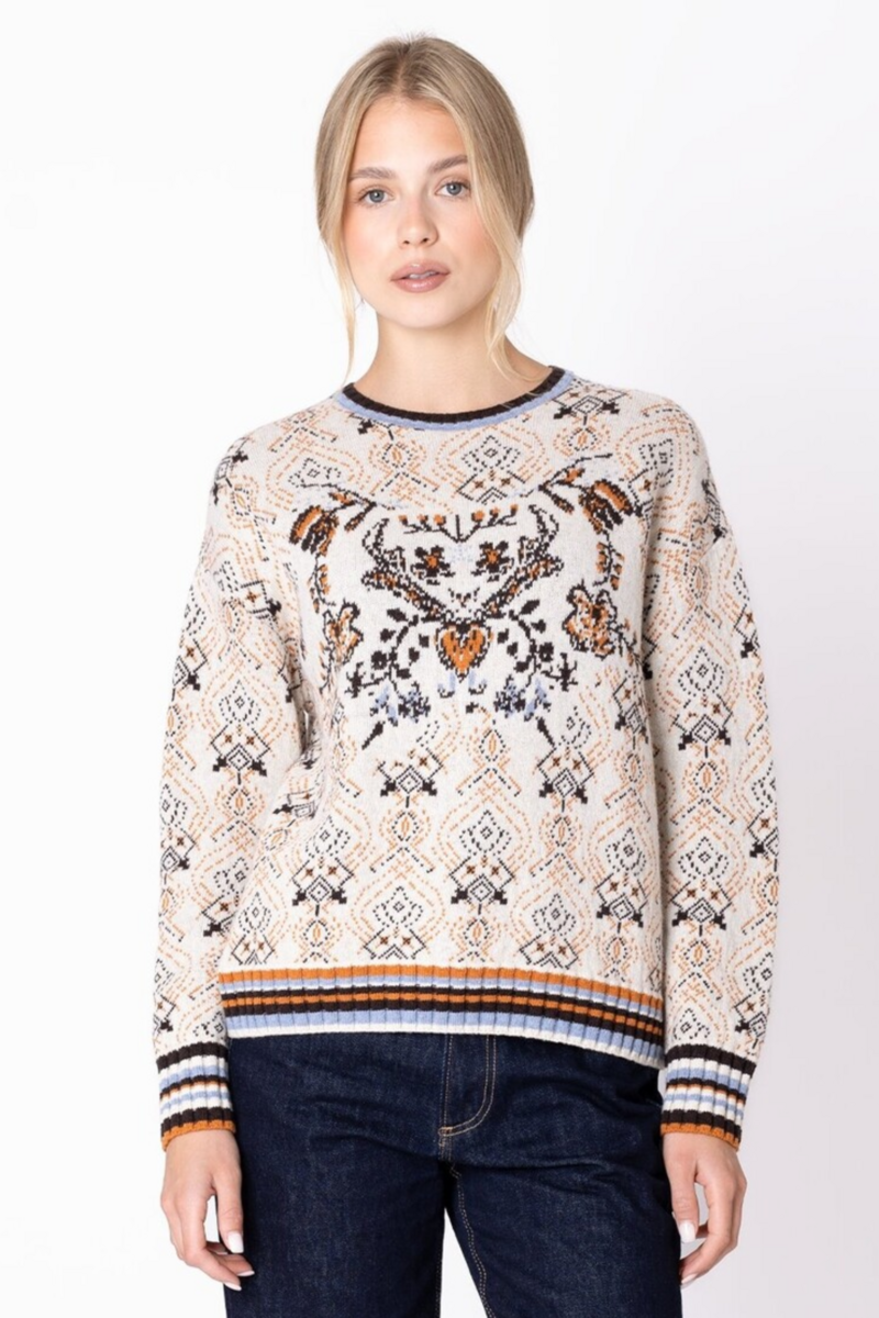 IVKO - Pullover Fika Floral Cream | Warme en Elegante Trui van Natuurlijke Materialen