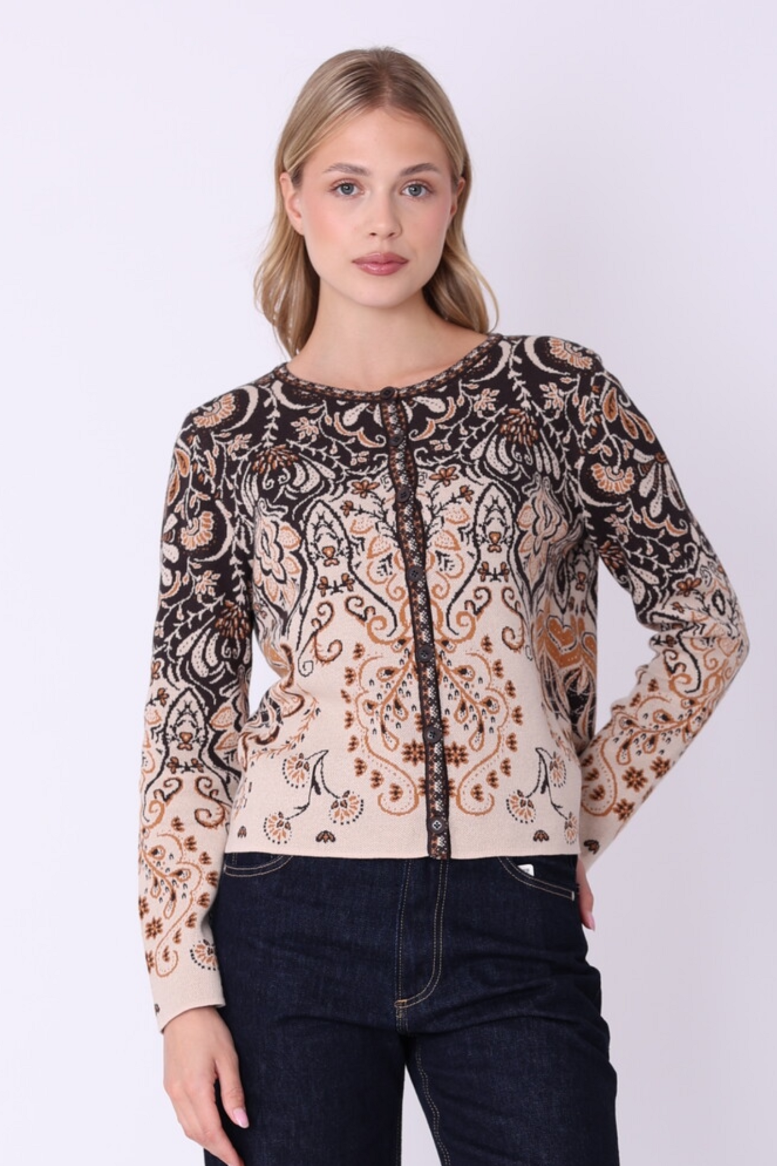 IVKO  Woman IVKO - Cardigan Petal Script Cream | Stijlvol Vest van 100% Katoen, Winterse Must-Have