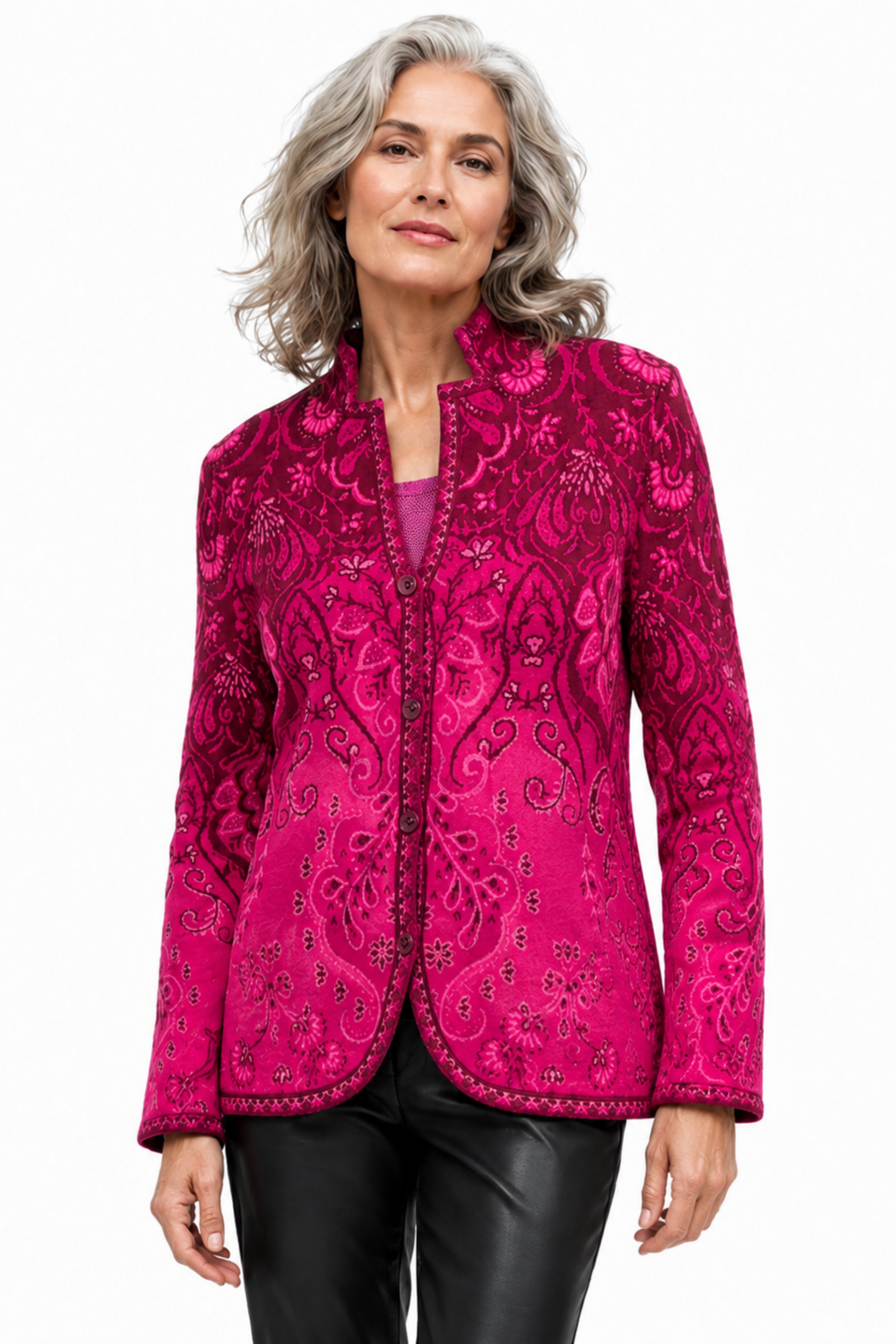 IVKO  Woman IVKO - Knit Jacket Petal Script Magenta | Stijlvol Vest van 100% Katoen, Winterse Must-Have
