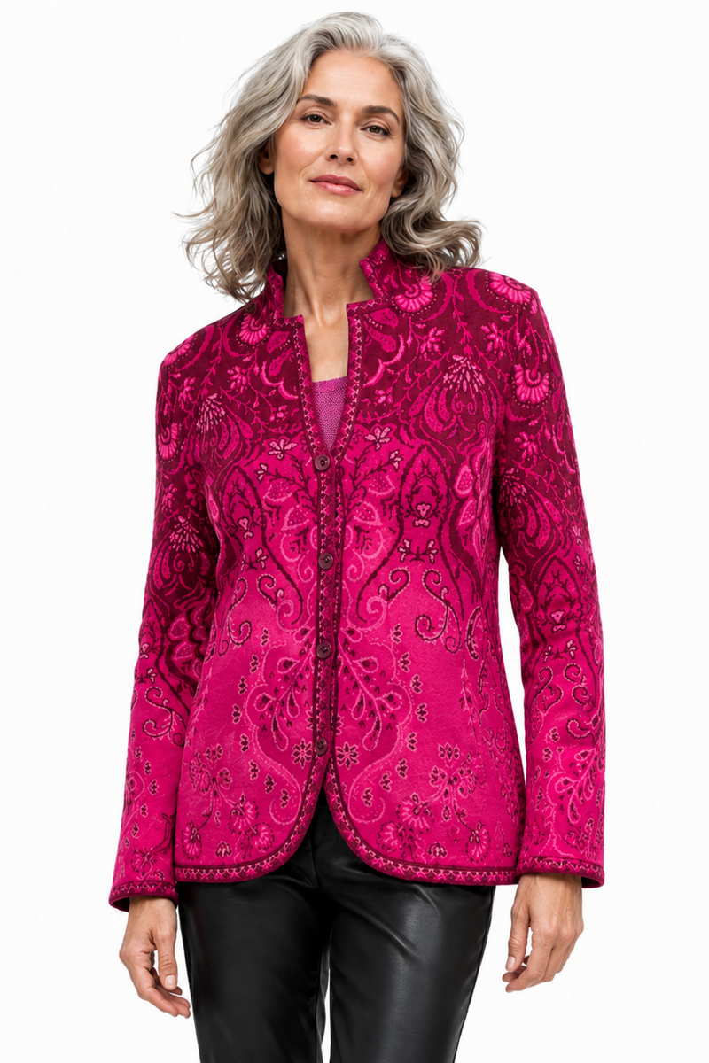 IVKO - Knit Jacket Petal Script Magenta | Stijlvol Vest van 100% Katoen, Winterse Must-Have