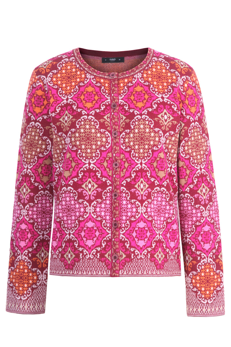 IVKO - Cardigan Azulejo Cherry | Prachtig Vest van 100% Wol met Portugese Motieven