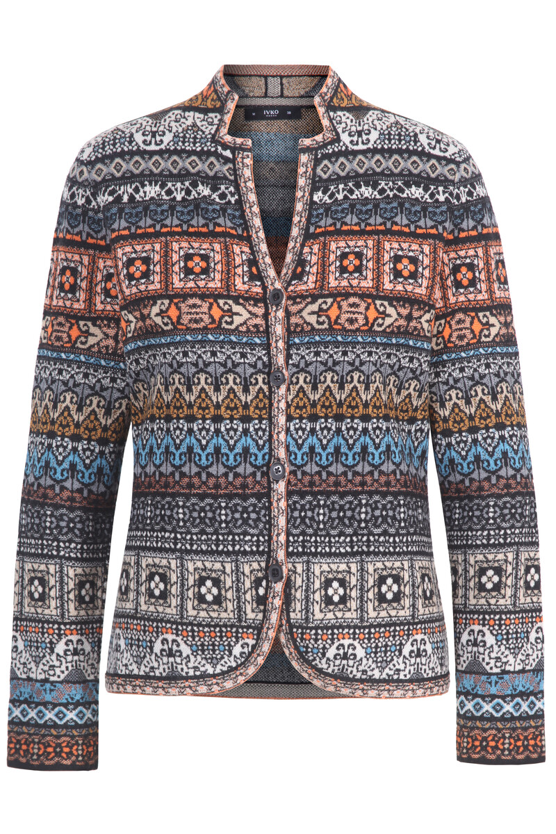 IVKO - Knit Jacket Azulejo Black | Oogverblindend Vest van 100% Wol met Portugese Motieven