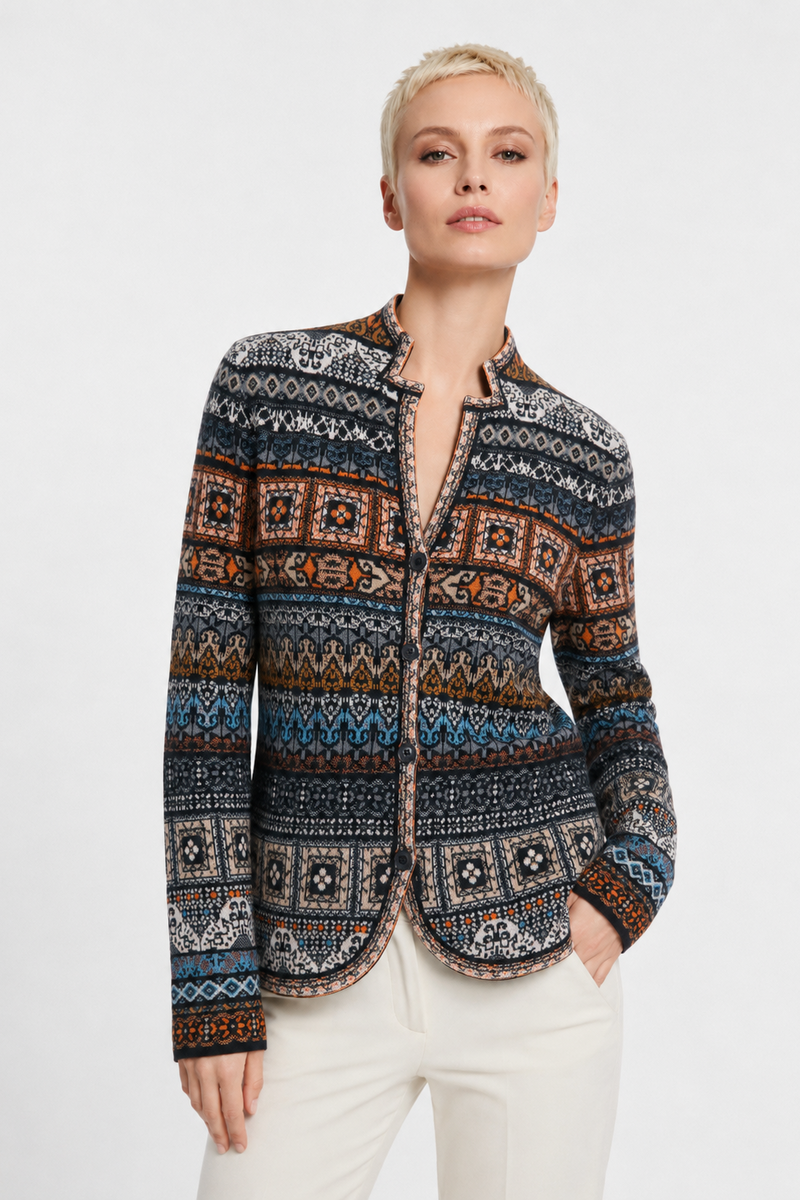 IVKO - Knit Jacket Azulejo Black | Oogverblindend Vest van 100% Wol met Portugese Motieven