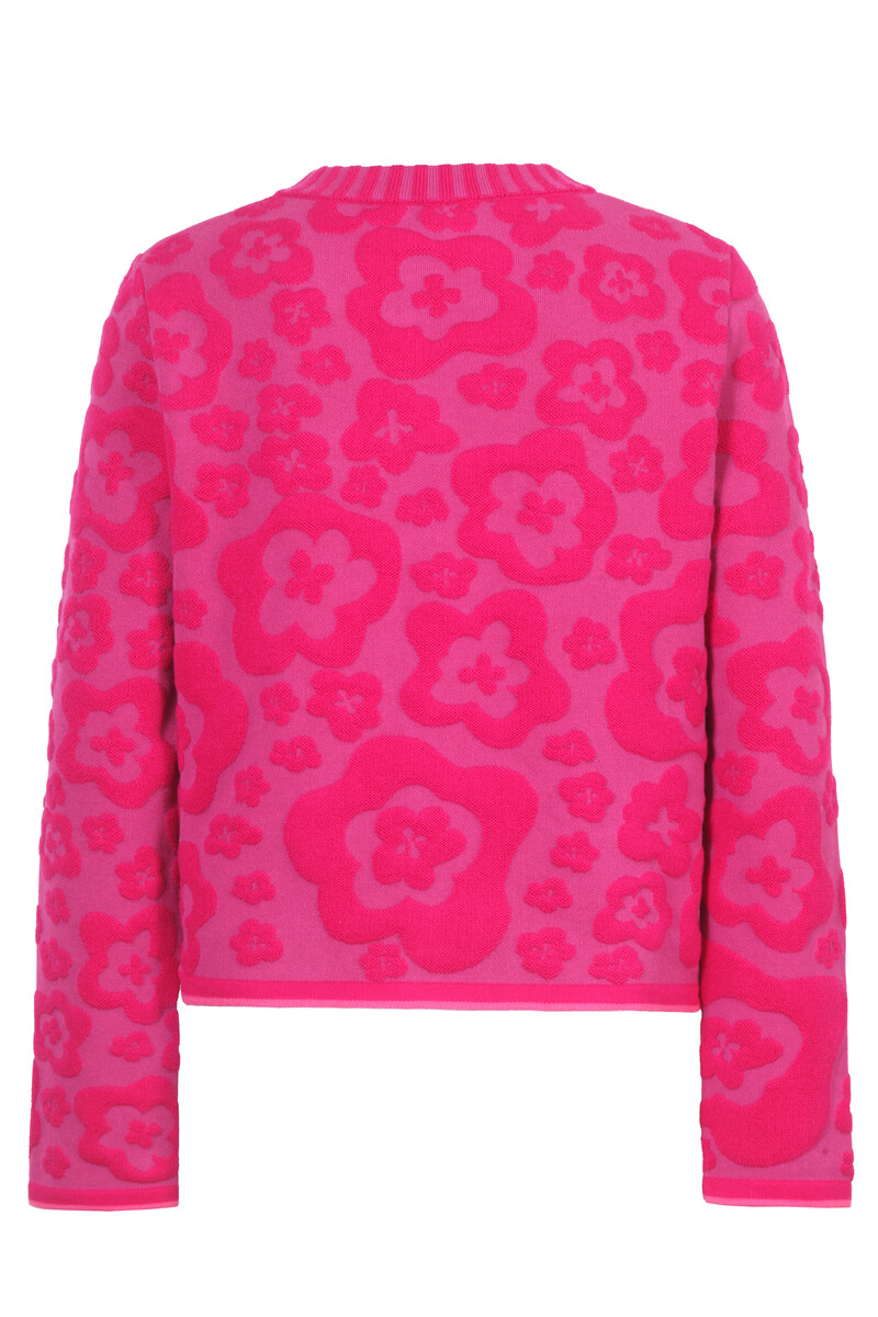 IVKO - Cardigan Bloom Relief Magenta | Markant Vest met Patronen in Reliëf