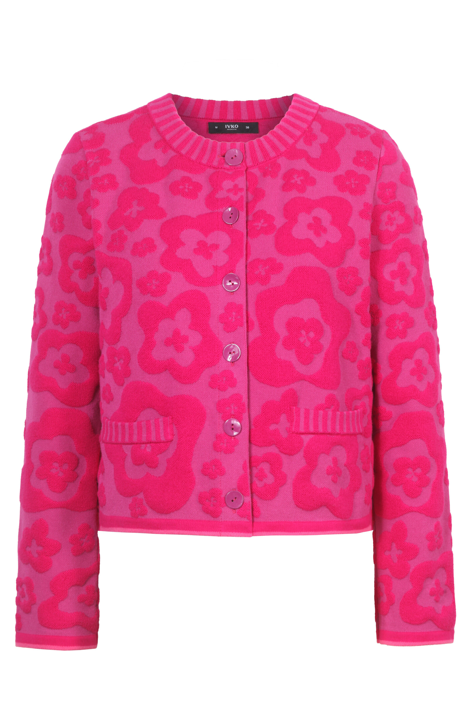 IVKO  Woman IVKO - Cardigan Bloom Relief Magenta | Markant Vest met Patronen in Reliëf