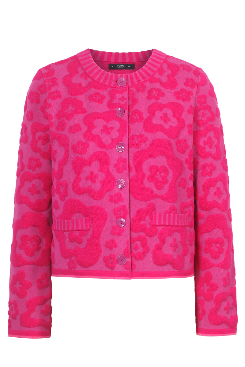 IVKO - Cardigan Bloom Relief Magenta | Markant Vest met Patronen in Reliëf