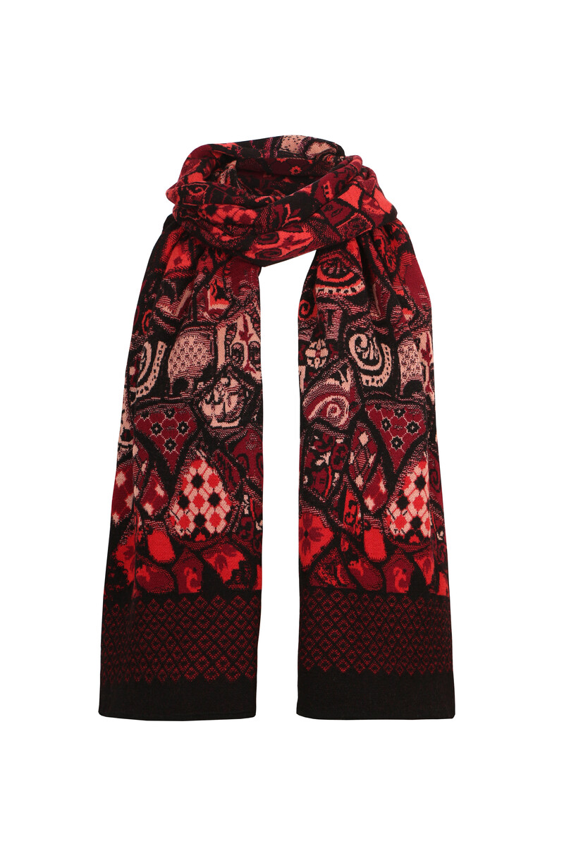 IVKO - Jacquard Scarf Trencar Pattern Chocolate Black | Duurzame Sjaal van 100% Biologische Wol