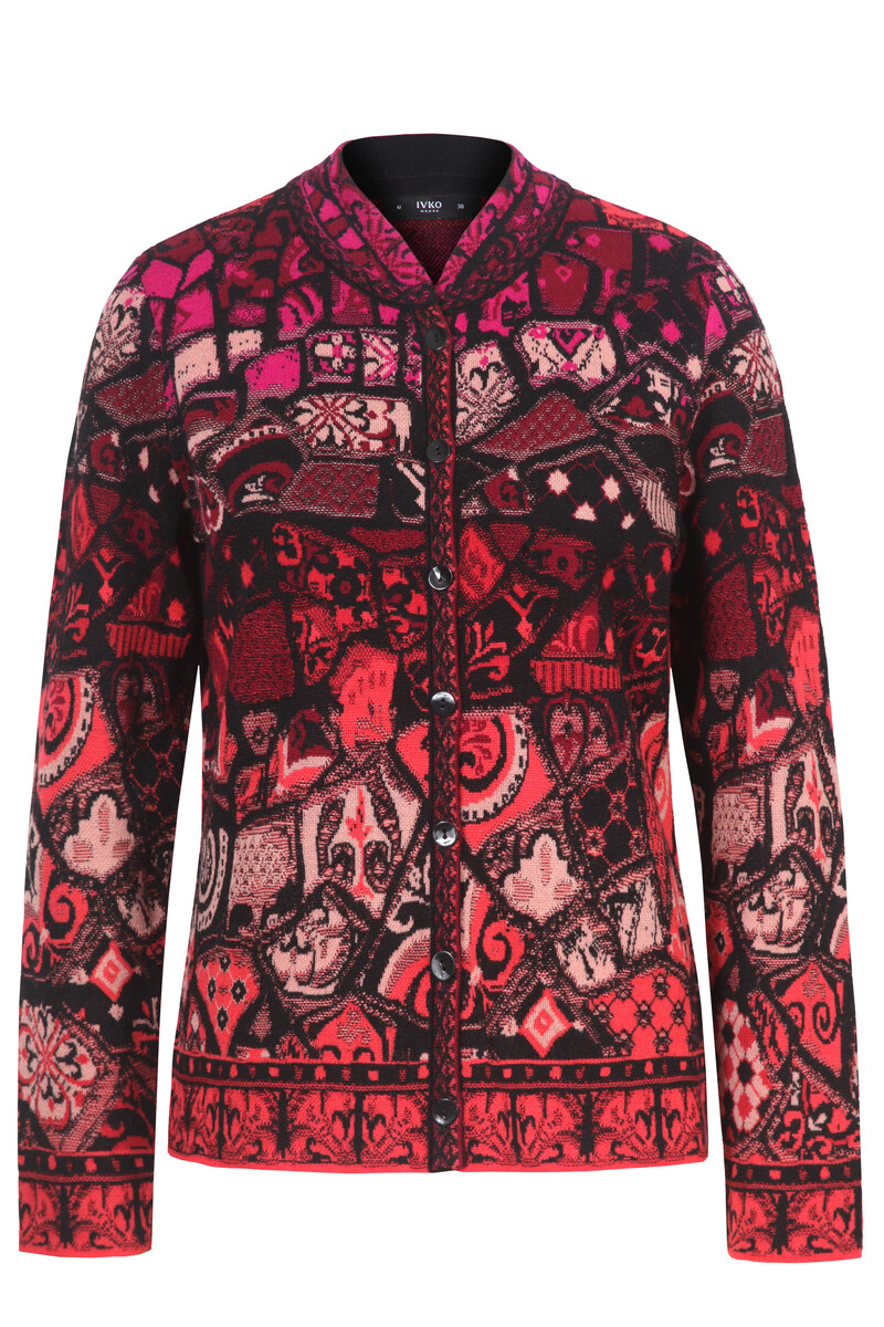 IVKO - Jacquard Jacket Trencar Pattern Chocolate Black | Duurzaam Vest van 100% Biologische Wol