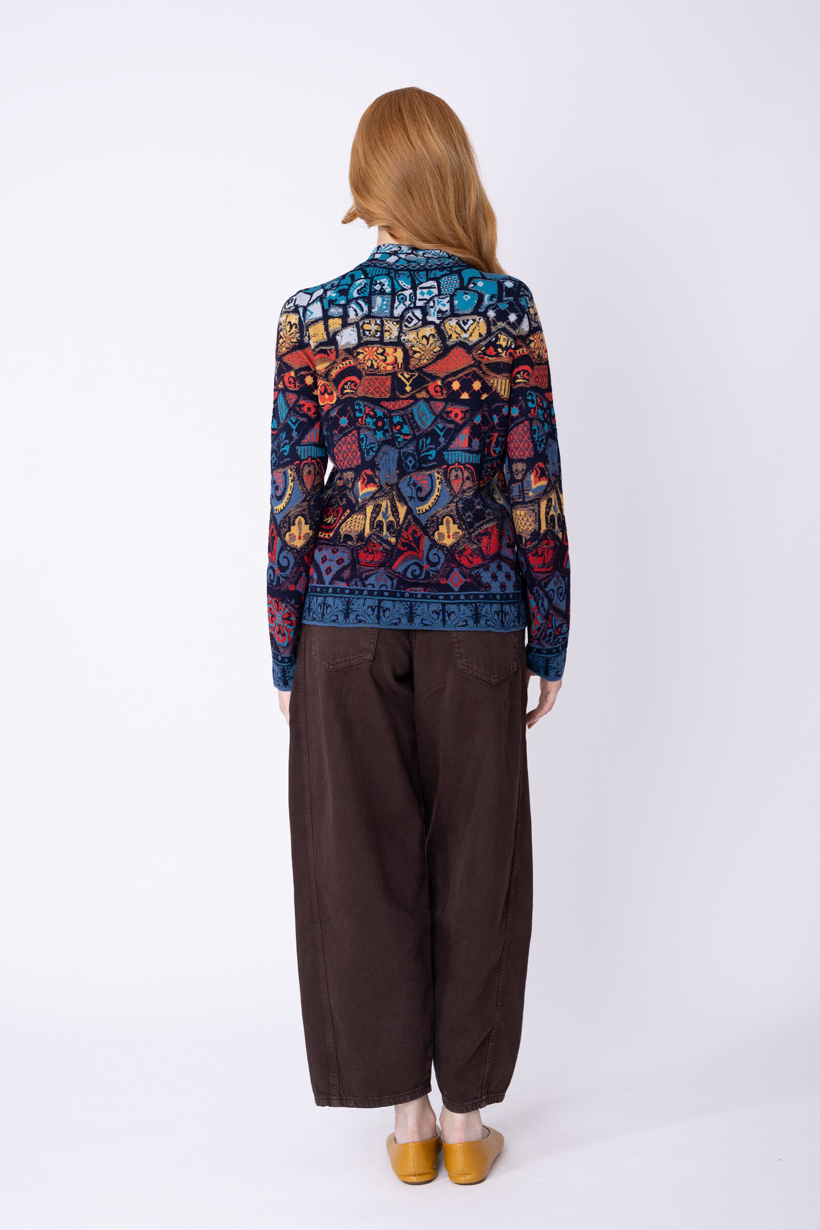 IVKO  Woman IVKO - Jacquard Jacket Trencar Pattern Marine| Duurzaam Vest van 100% Biologische Wol