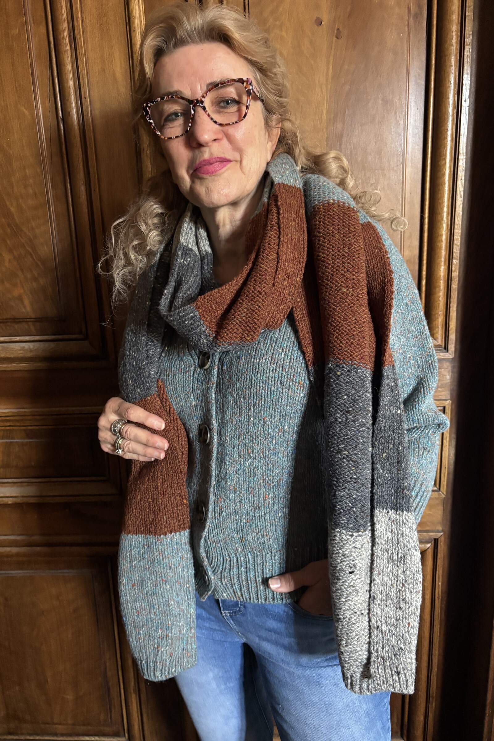 Fisherman Out of Ireland Fisherman Out of Ireland - Donegal Colour Blocked Scarf Copper Steel | Mulesing-Vrije Sjaal van 100% Merinowol