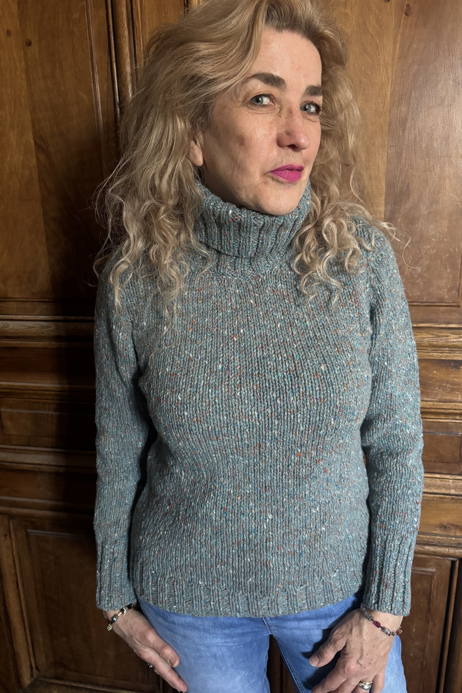 Fisherman Out of Ireland Fisherman Out of Ireland - Donegal Polo Neck Sweater Seafoam | Zeegroene Trui van 100% Merinowol