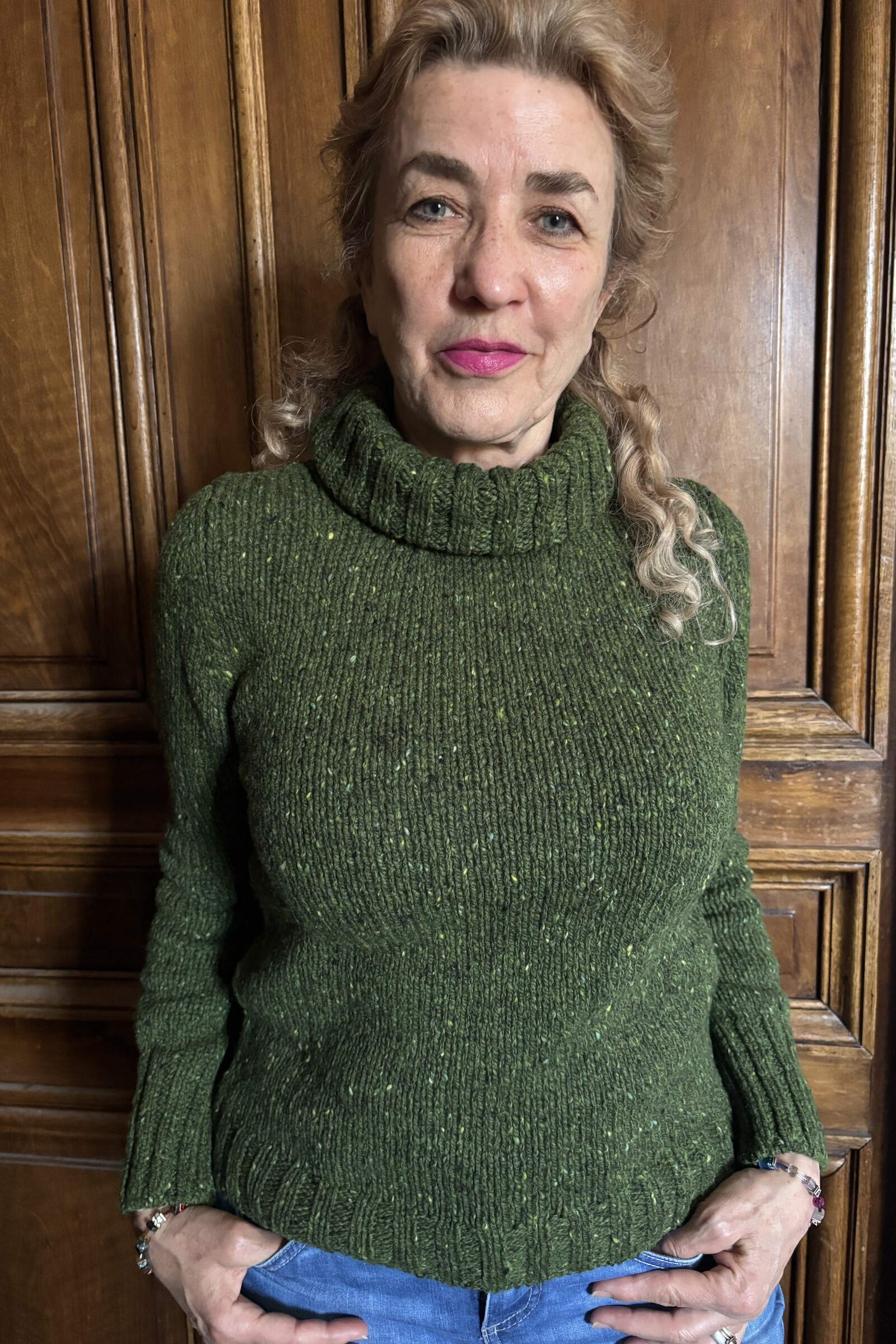 Fisherman Out of Ireland Fisherman Out of Ireland - Donegal Polo Neck Sweater Shamrock | Groene Trui van 100% Merinowol