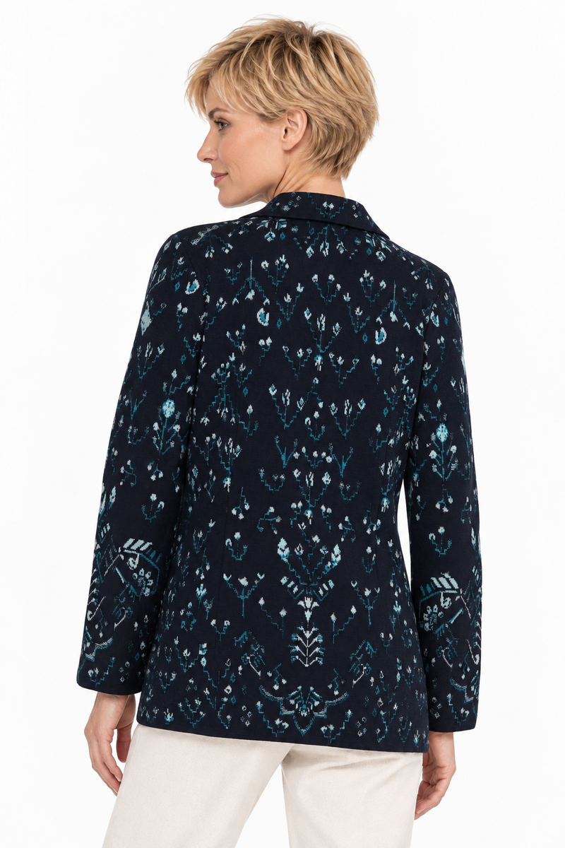 IVKO - Blazer Kilim Pattern Marine | IVKO Jasje Ongevoerd Wolmix