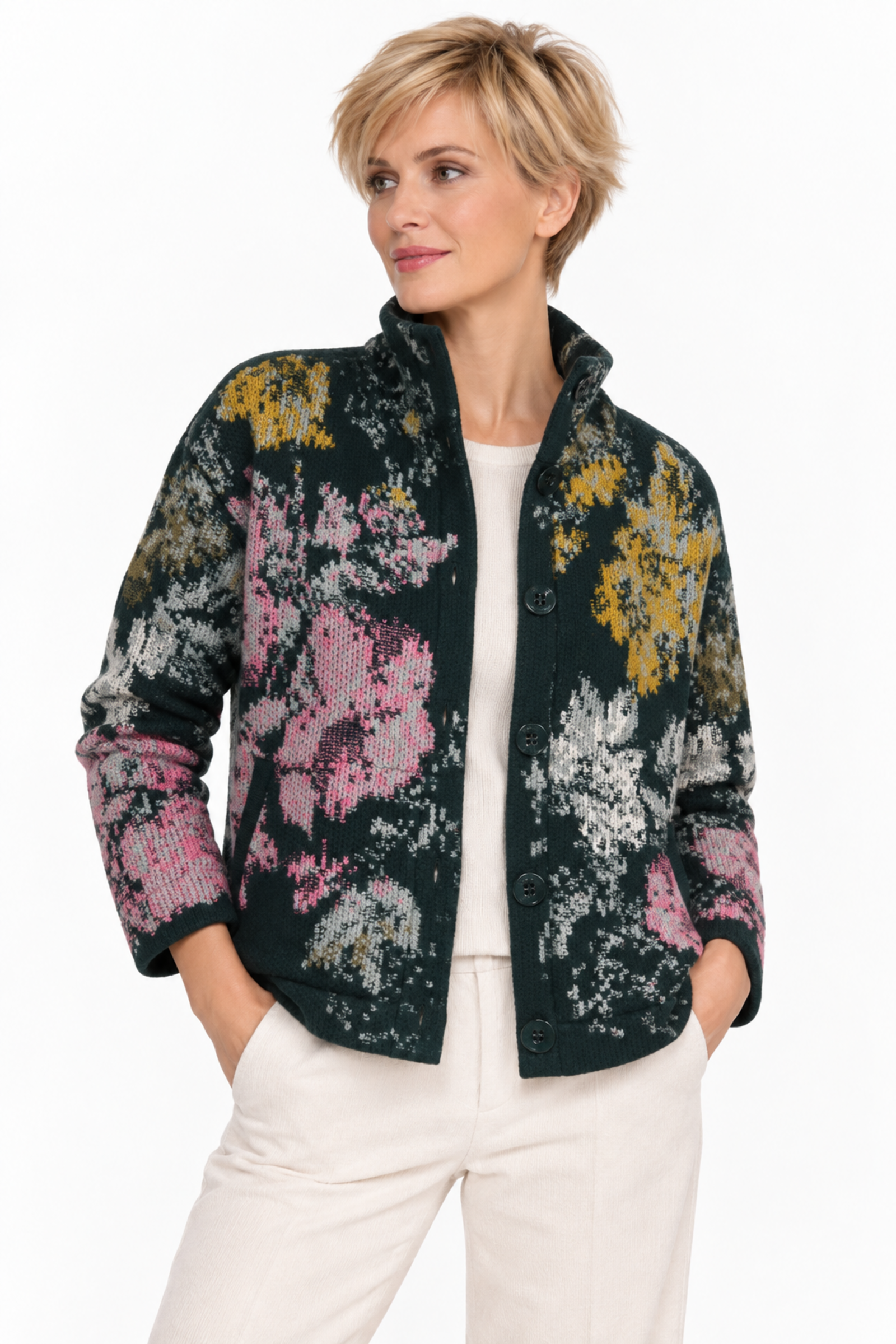 IVKO  Woman IVKO - Roll-Neck Jacket Furnishing Florals Pattern Forest | Poetic IVKO Jacket for Special Moments