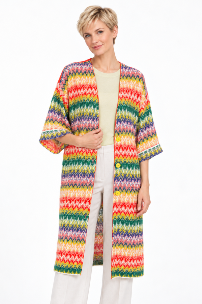 IVKO - Long Coatigan Retro Crochet Pattern Yellow