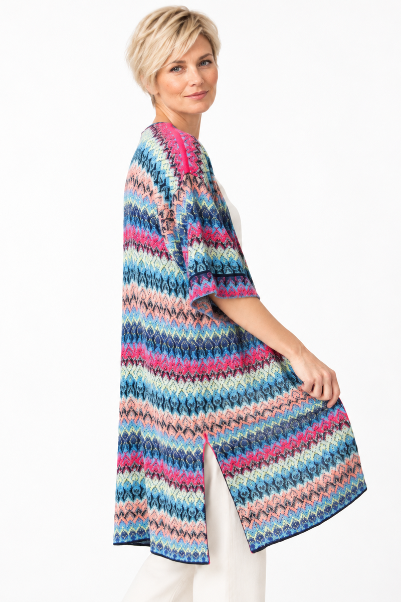 IVKO - Long Coatigan Retro Crochet Pattern Marine