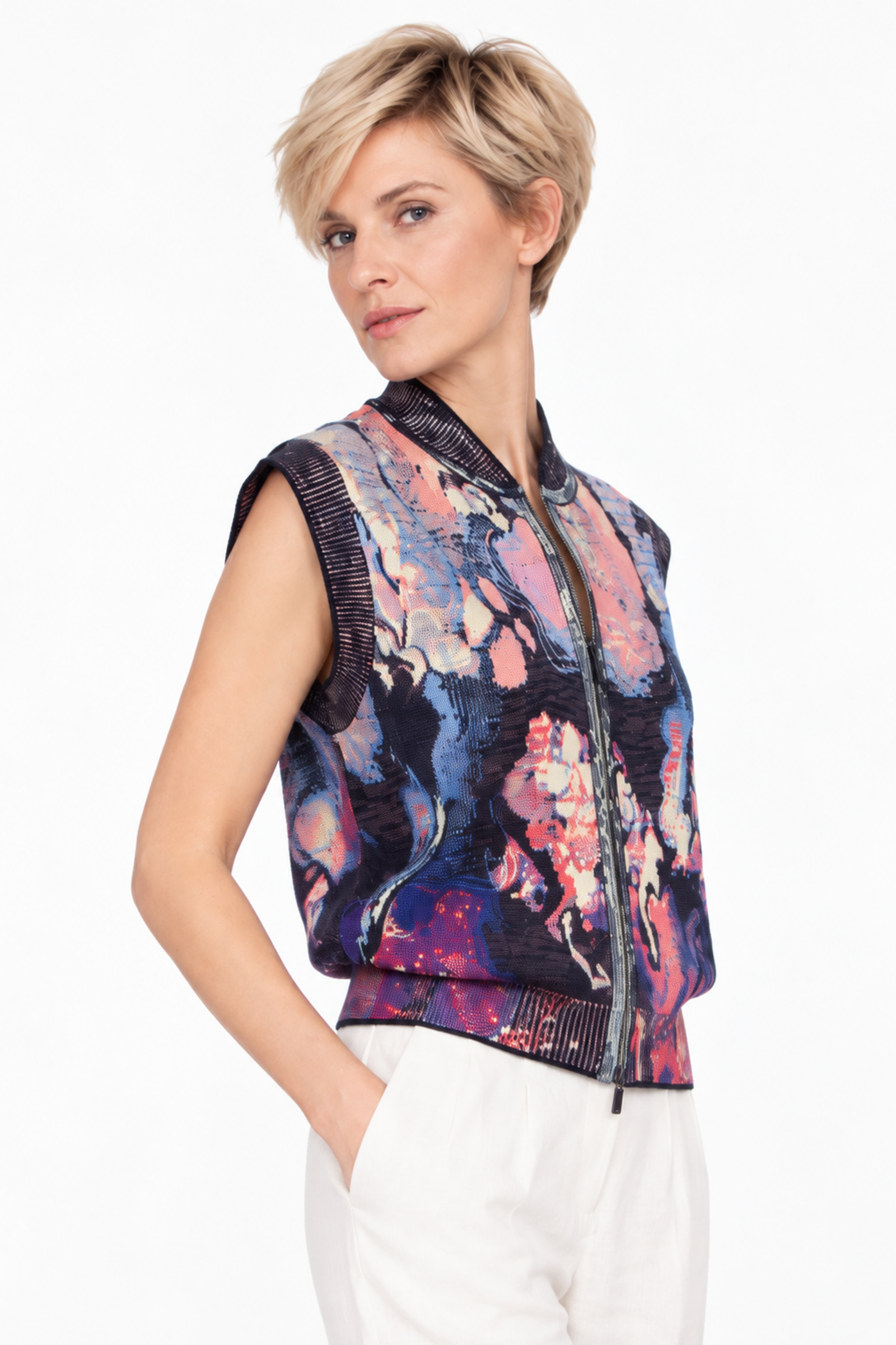 IVKO  Woman IVKO - Sleeveless Jacket Terrain Pattern Marine