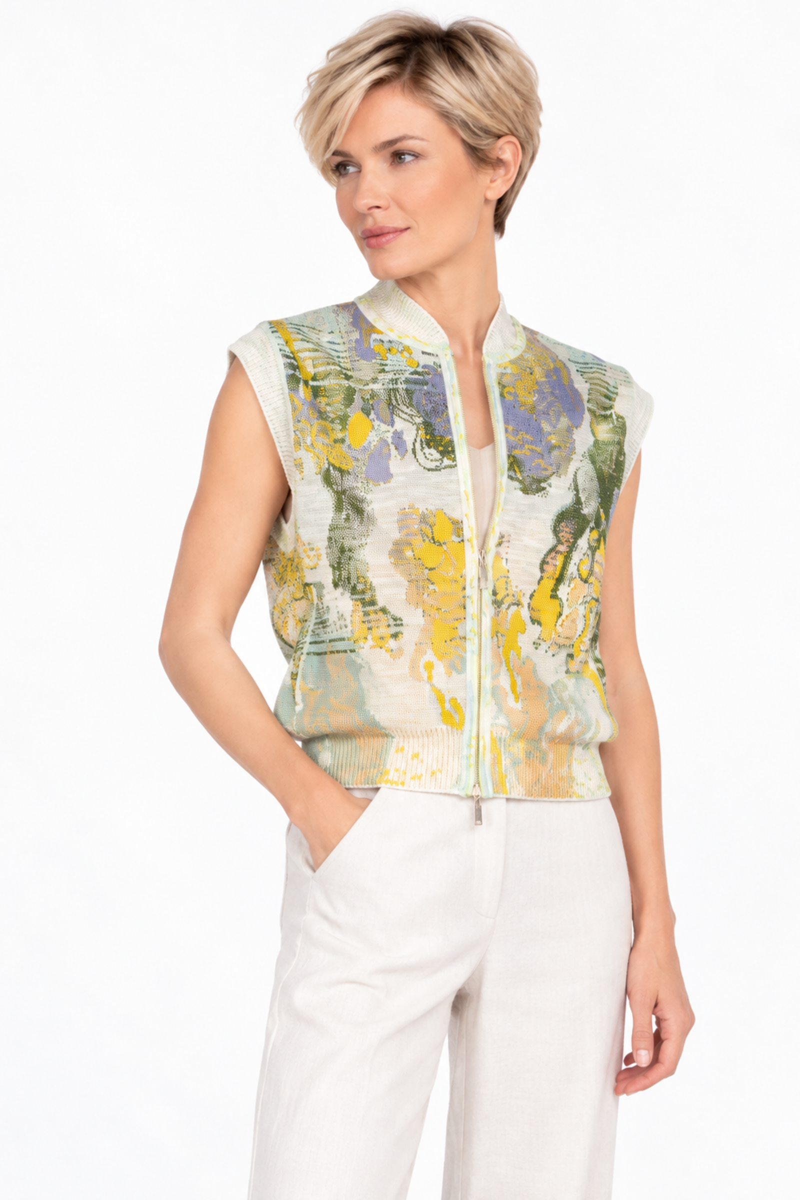 IVKO  Woman IVKO - Sleeveless Jacket Terrain Pattern White
