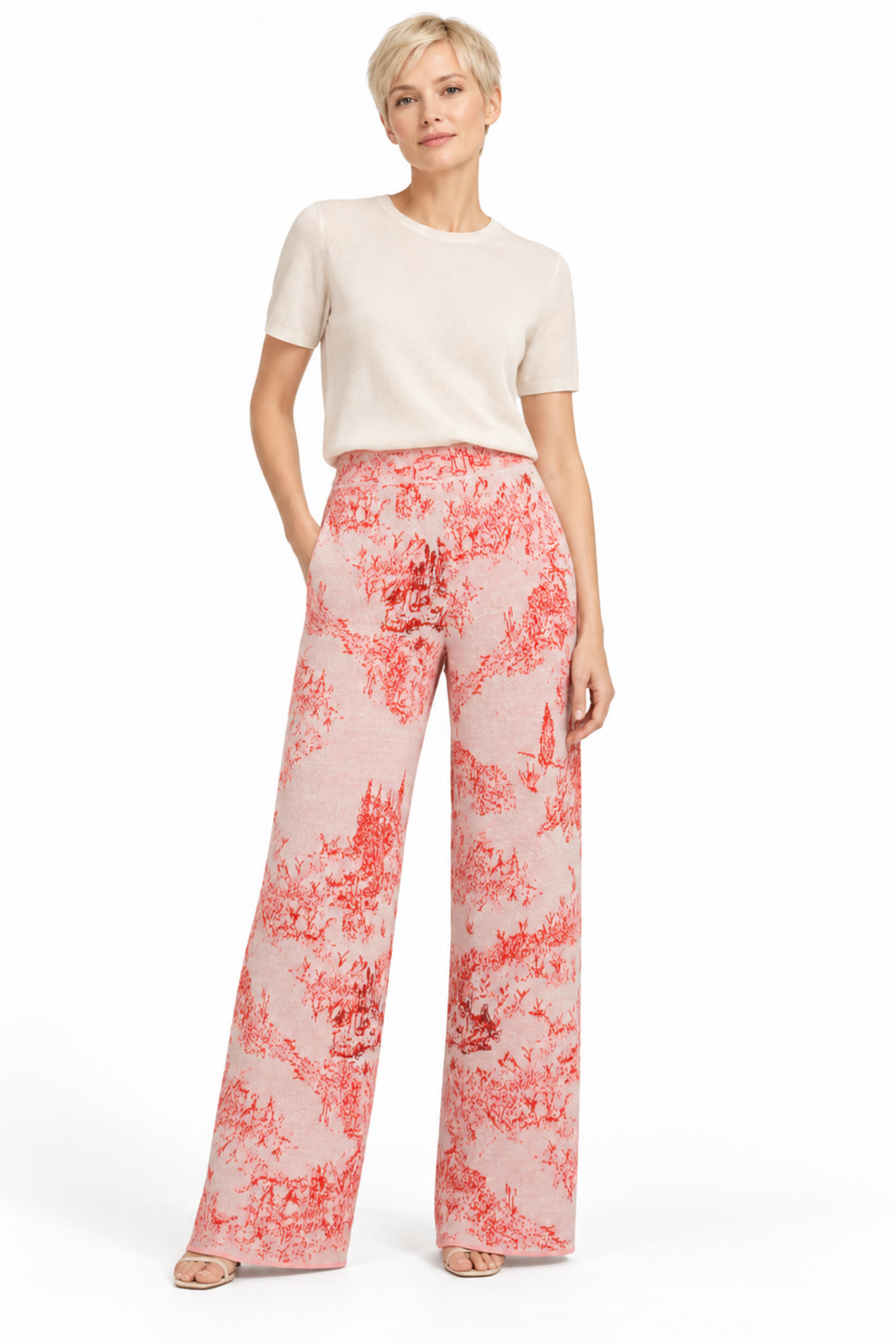 IVKO  Woman IVKO - Jacquard Pants Garden Nostalgic Pattern Coral