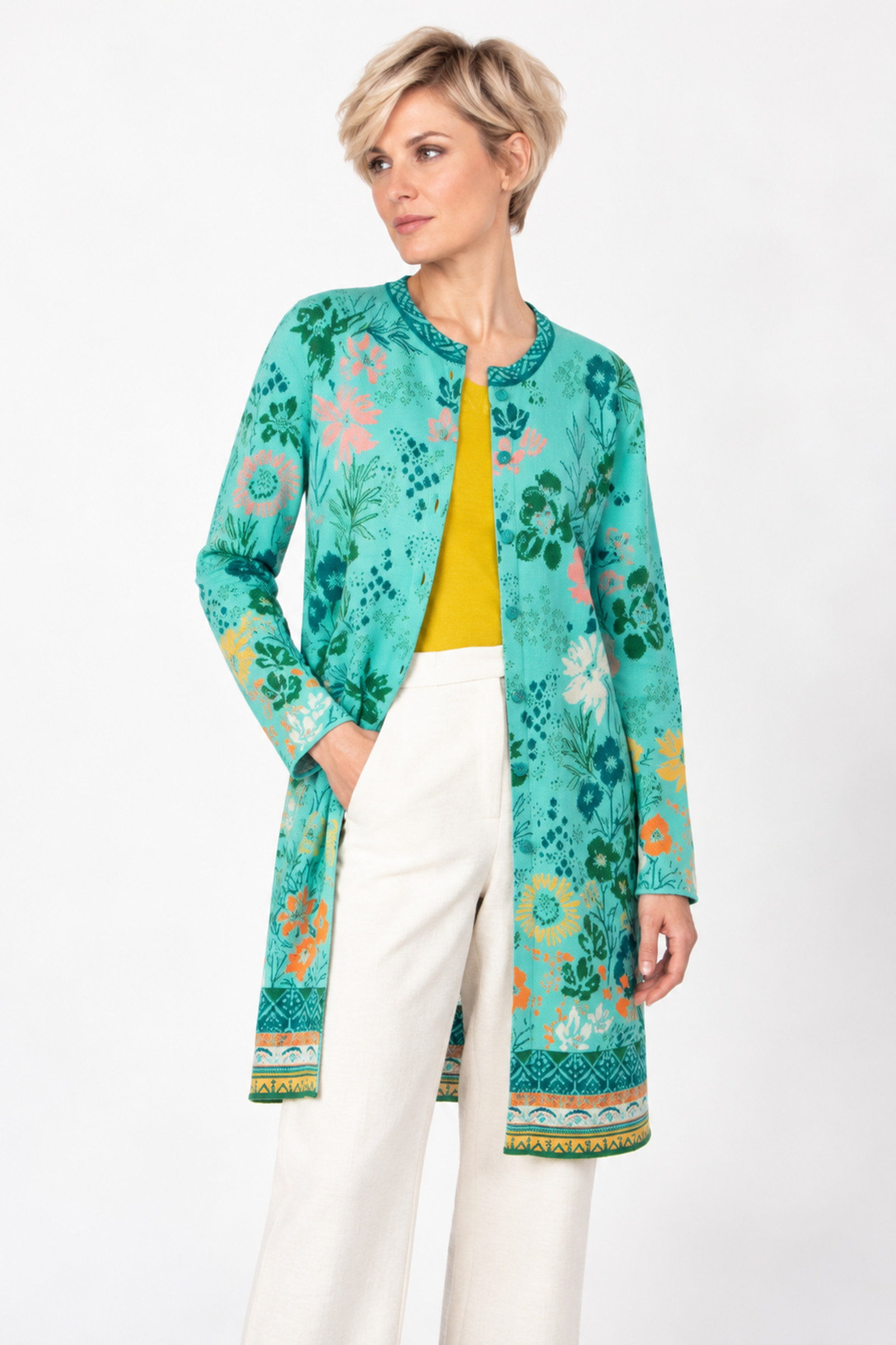 IVKO  Woman IVKO - Jacquard Coatigan Floral Pattern Aqua