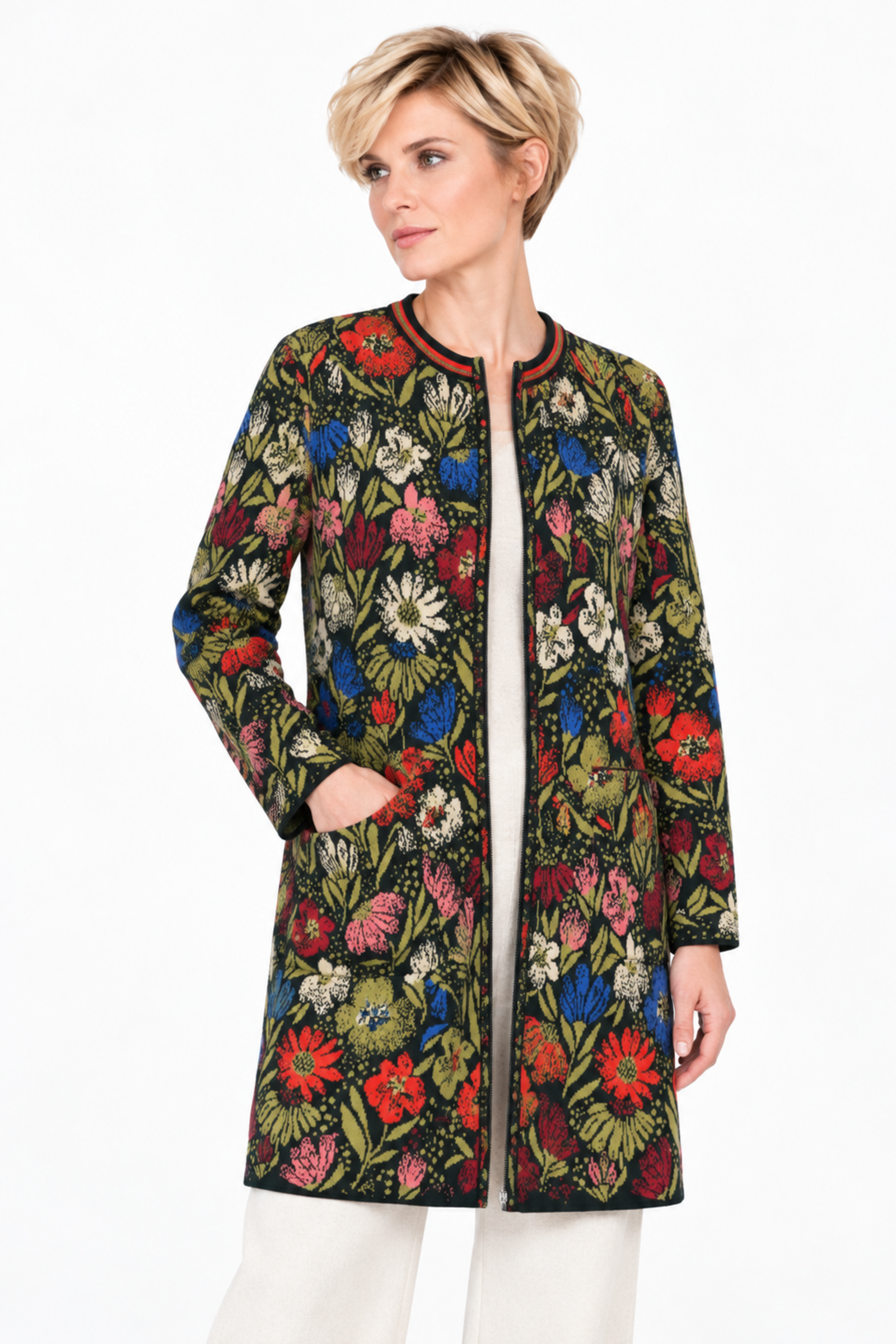 IVKO  Woman IVKO - Long Zip Cardigan Floral Pattern Forest