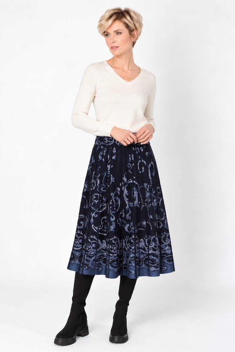 IVKO - Jacquard Midi Skirt Illumination Pattern Marine