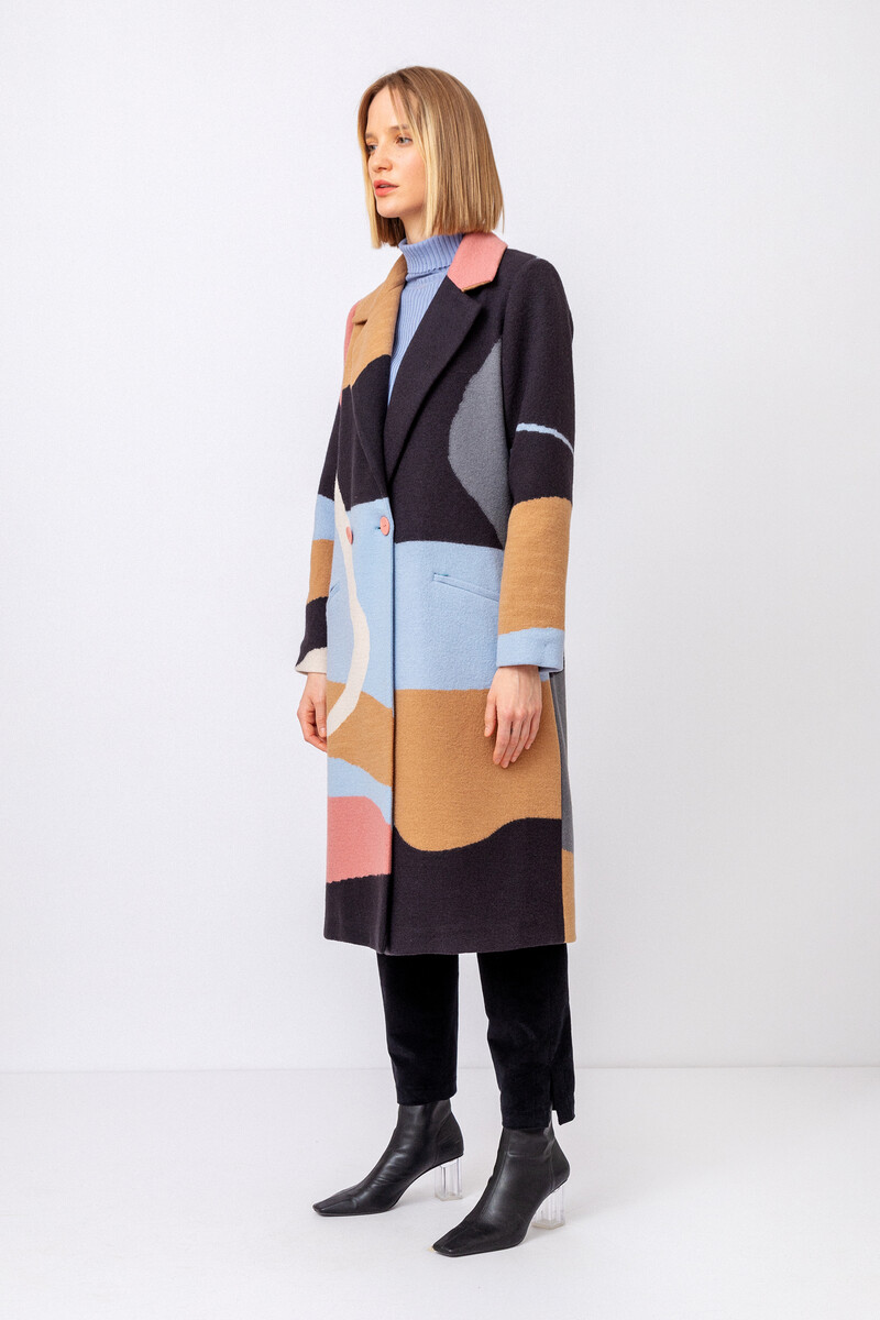 IVKO - Intarsia Coat Fuji Pattern Nougat