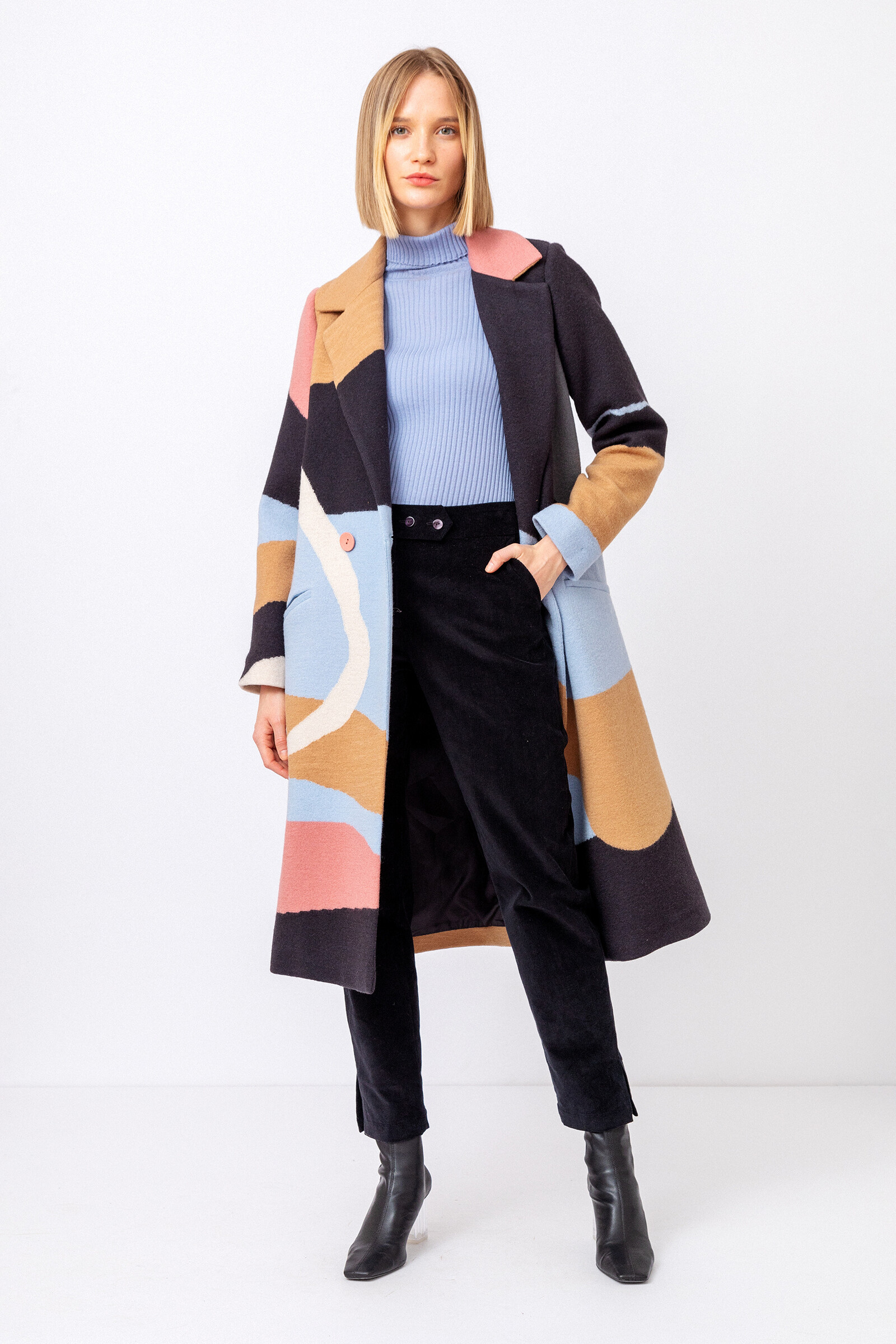 IVKO  Woman IVKO - Intarsia Coat Fuji Pattern Nougat