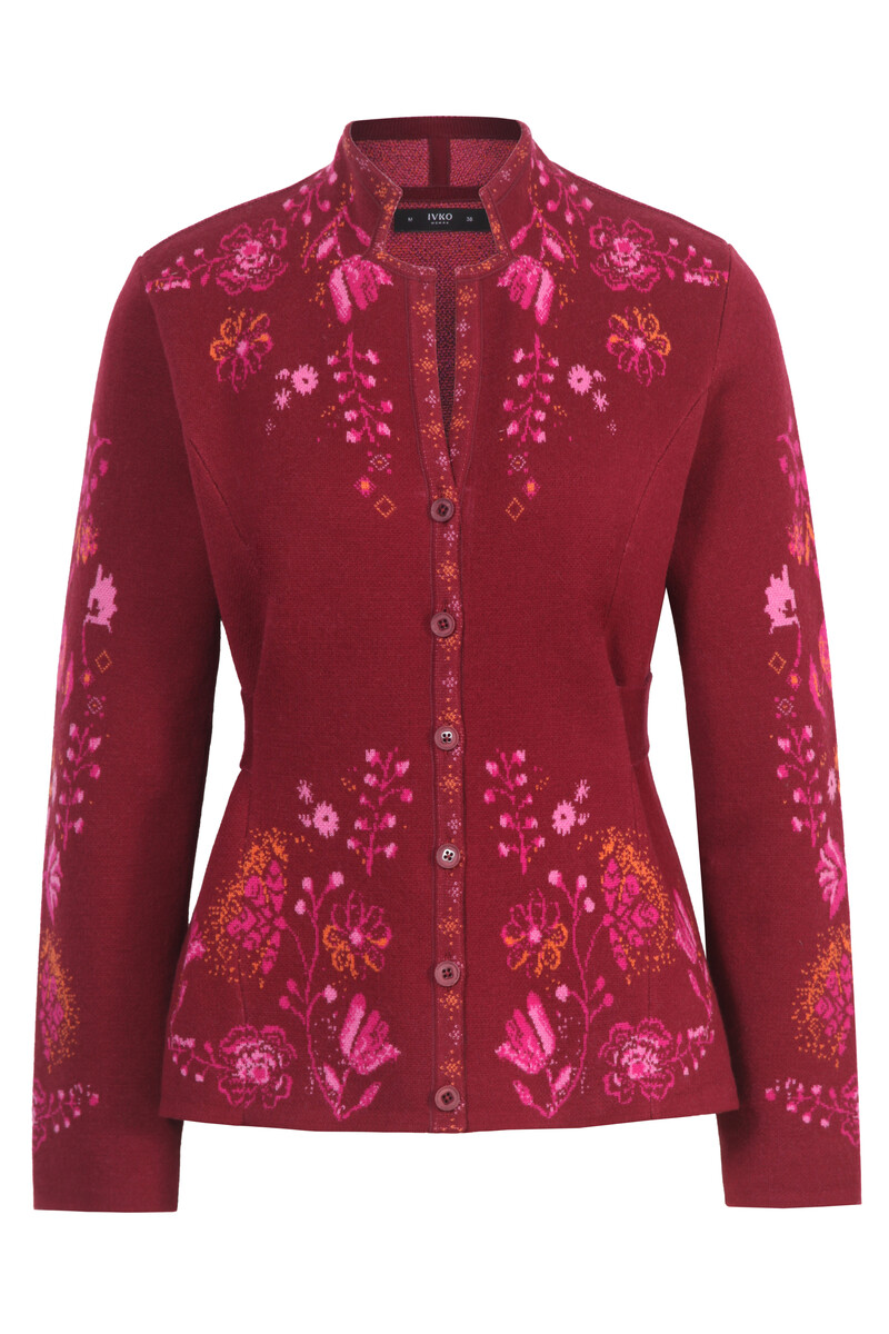 IVKO - Knit Jacket Fika Floral Cherry | Bezaubernde Strickjacke aus 100 % Wolle