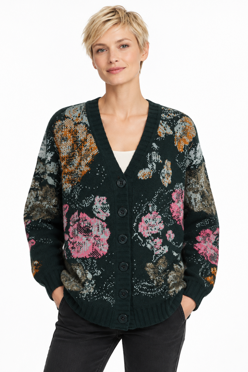 IVKO - Cardigan Furnishing Florals Pattern Forest | Gilet IVKO Vert Forêt avec Motif Floral