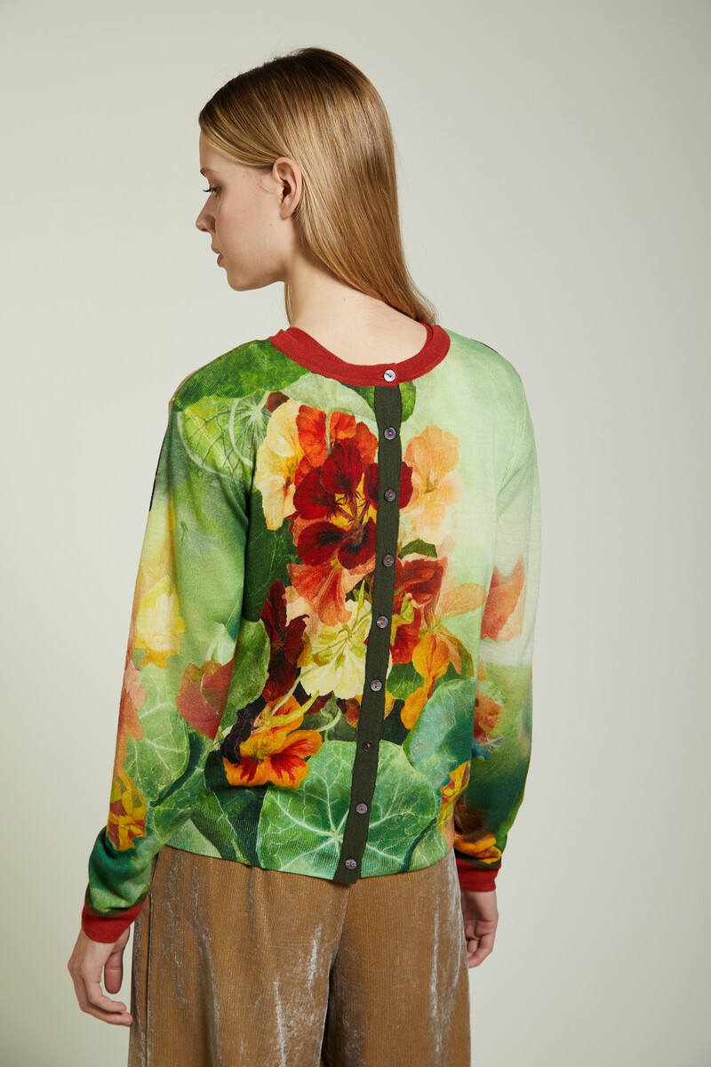 JEi'S - Cardigan Painting Print Multicolor | Schilderachtig Vest van 100% Merinowol met Artistieke Motieven