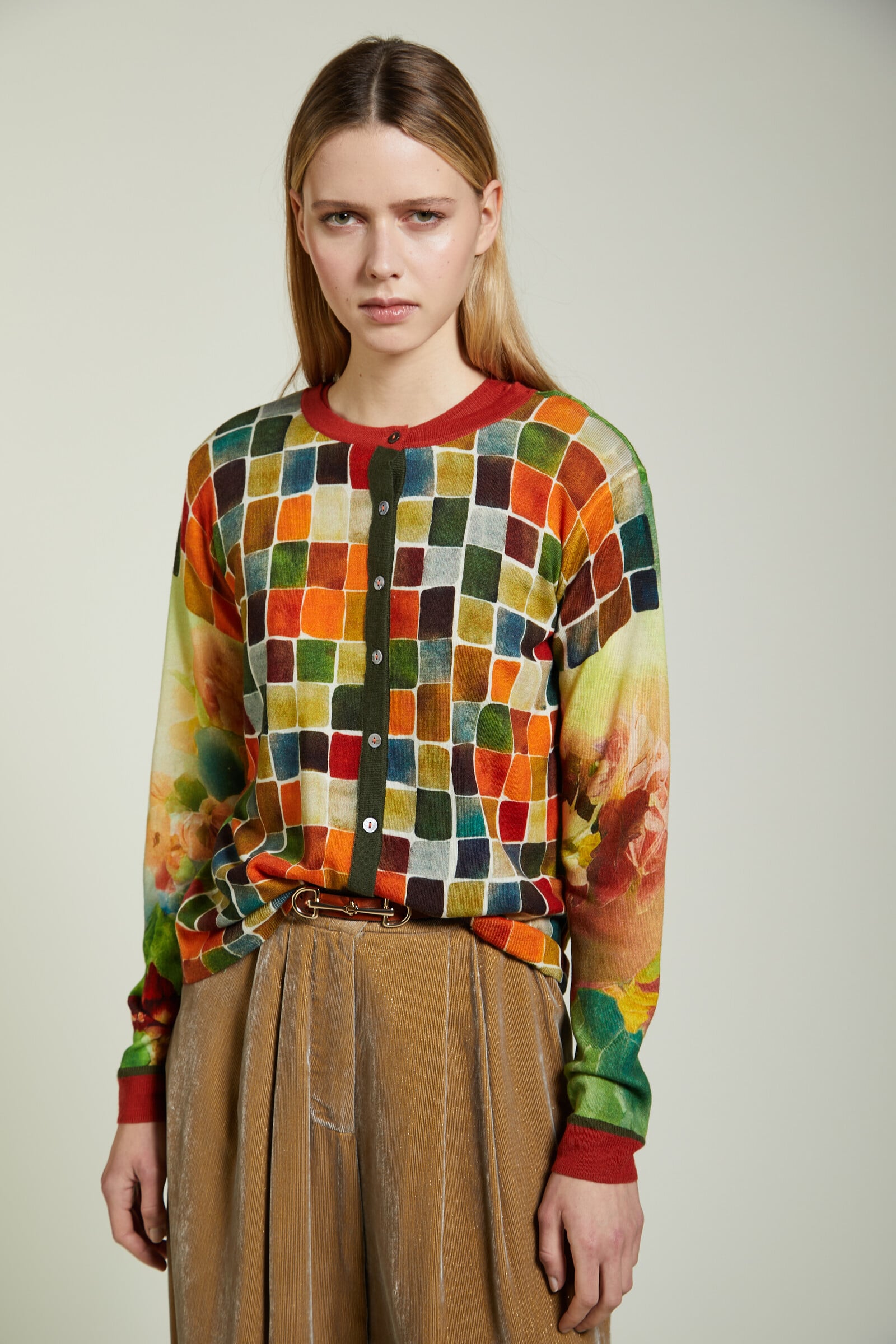 JEi'S JEi'S - Cardigan Painting Print Multicolor | Picturesque 100% Merino Wool Cardigan with Artistic Motifs